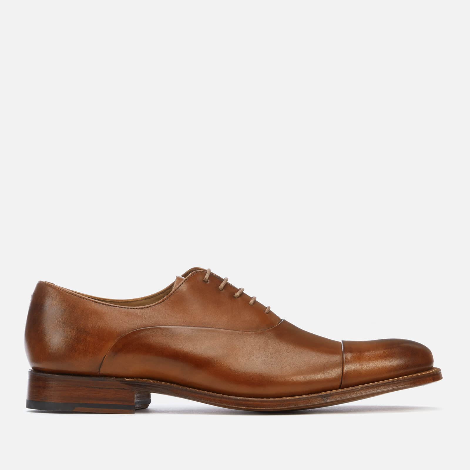Grenson Men's Bert Hand Painted Leather Toe Cap Oxford Shoes - Tan - UK 7 - Tan