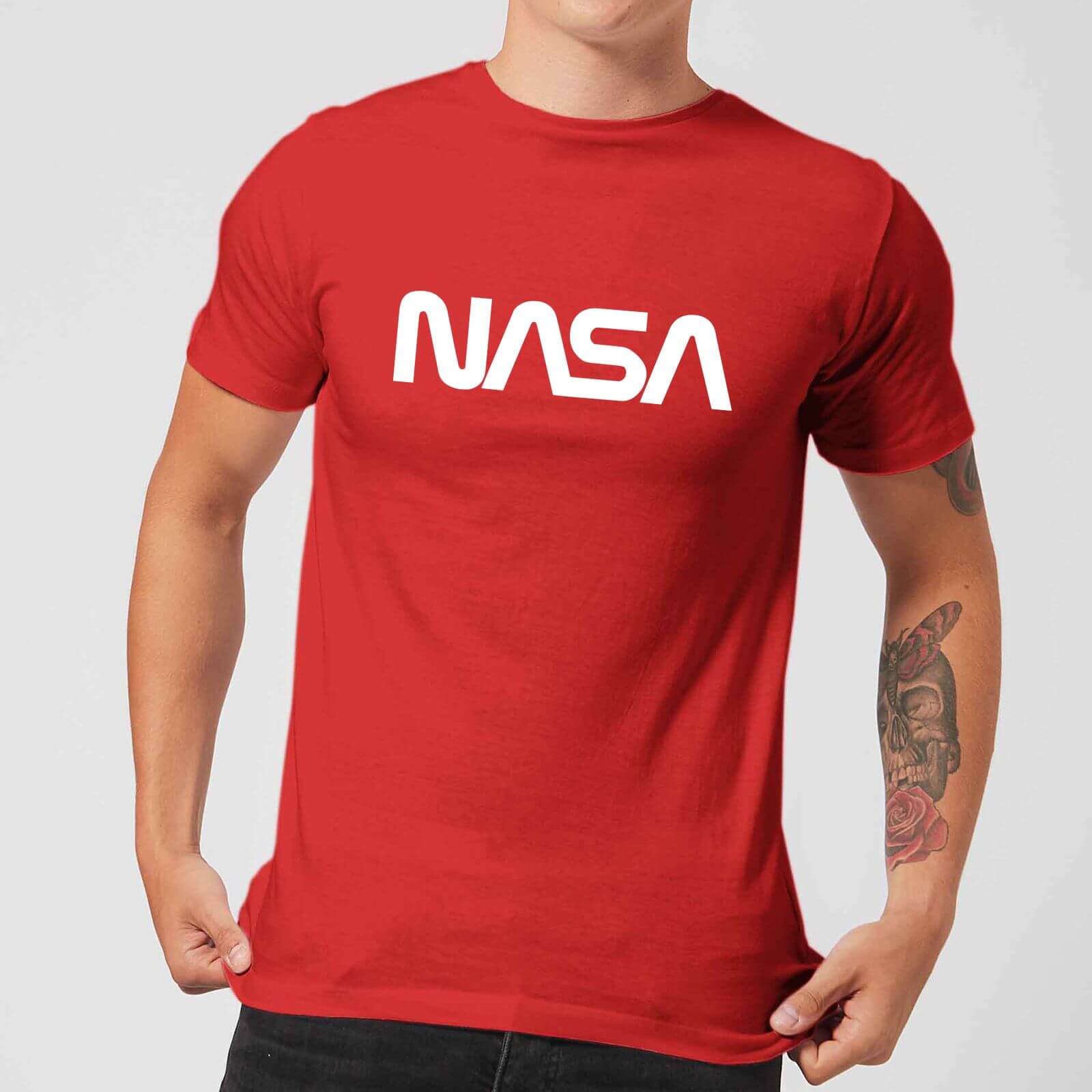 NASA Worm Weiß Logotype T-Shirt - Rot - XL