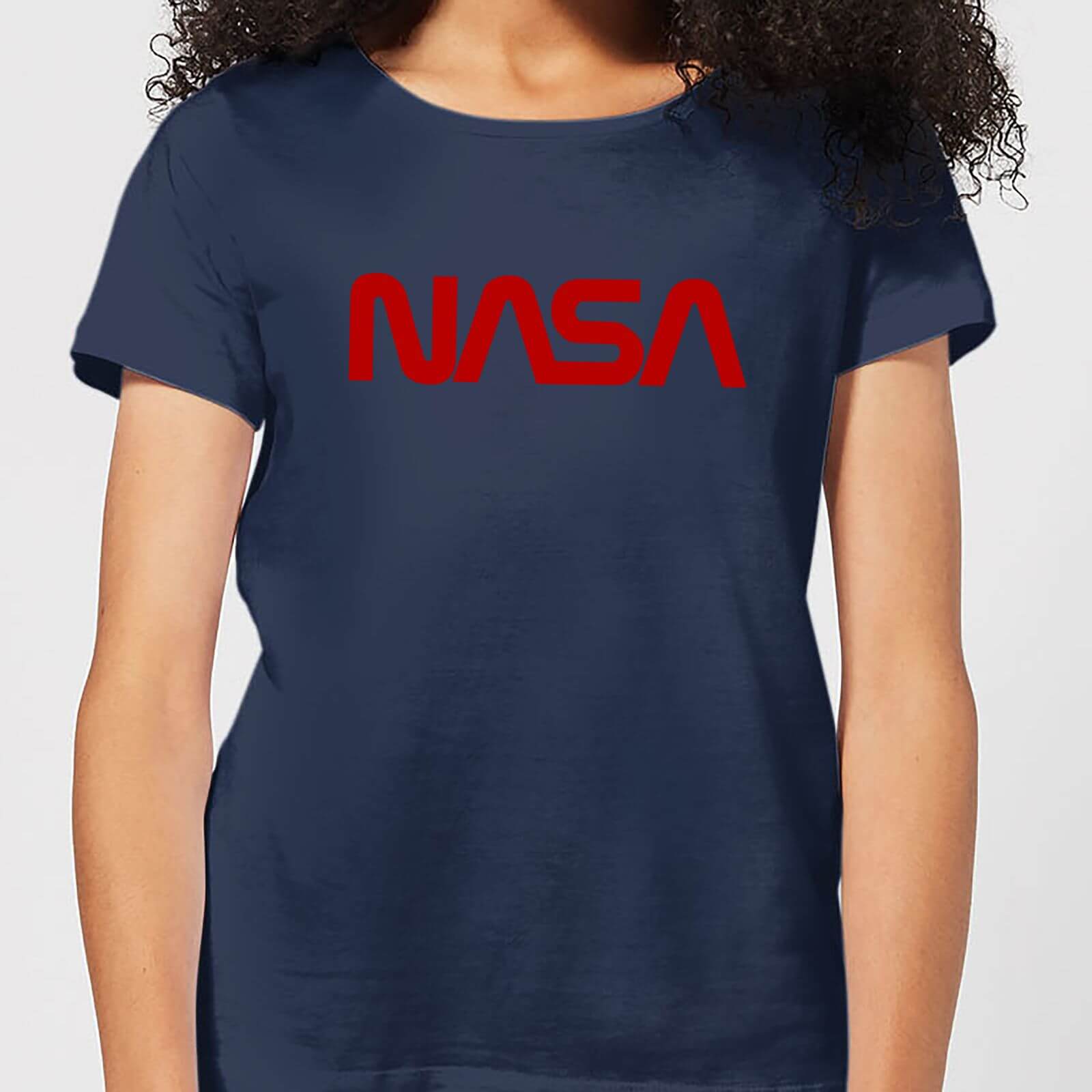 NASA Worm Red Logotype Women's T-Shirt - Navy - M