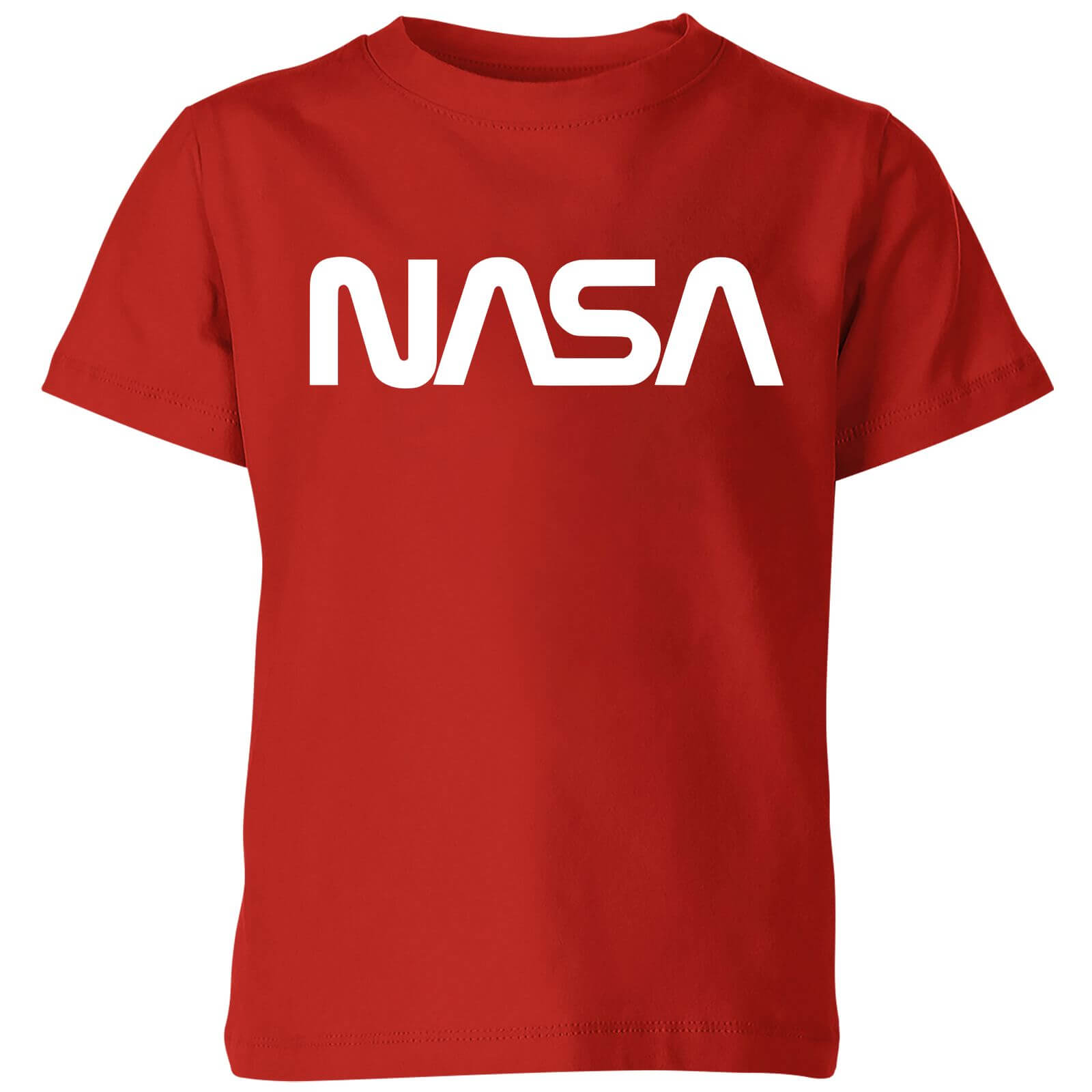 NASA Worm White Logotype Kids' T-Shirt - Red - 11-12 Years