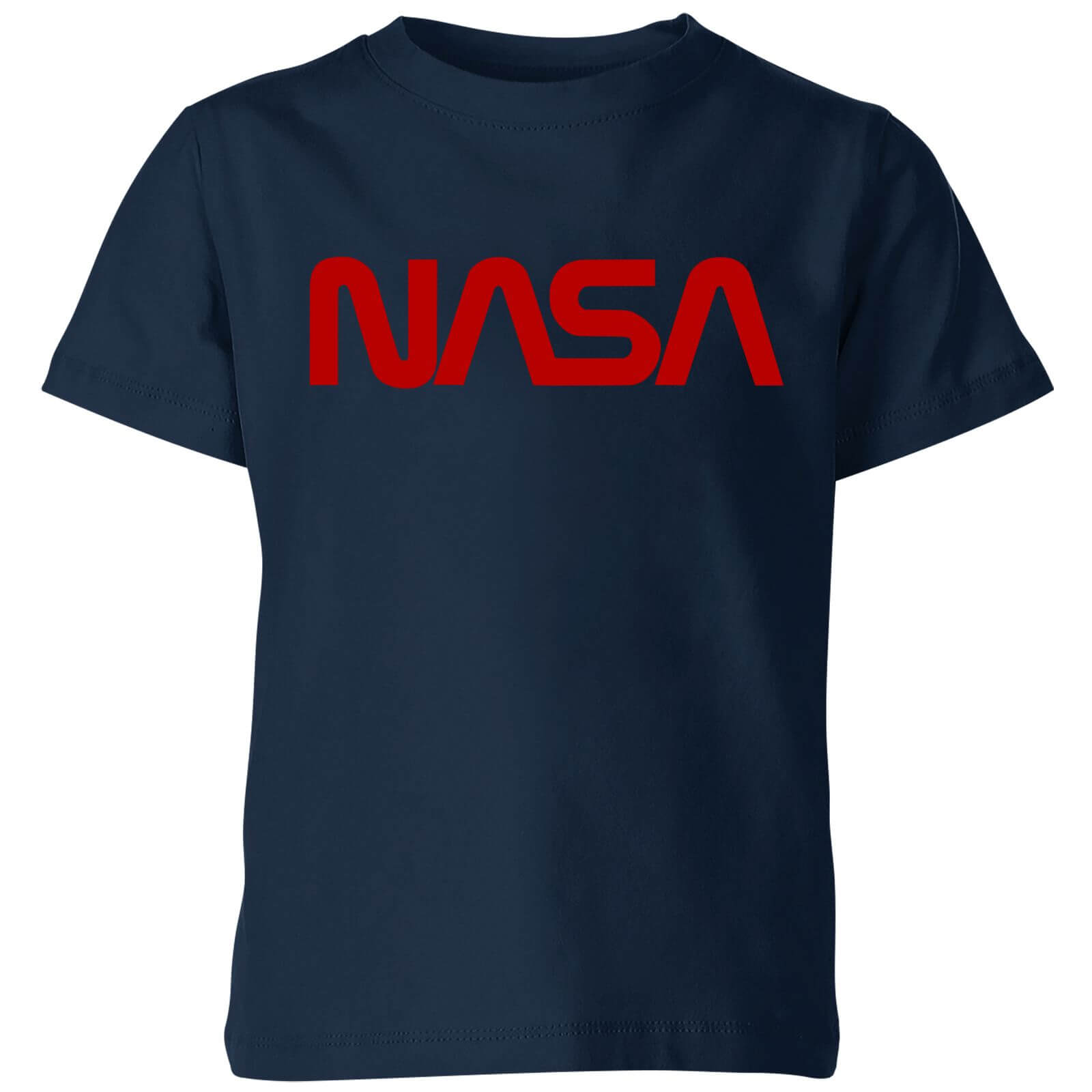 NASA Worm Red Logotype Kids' T-Shirt - Navy - 11-12 Years