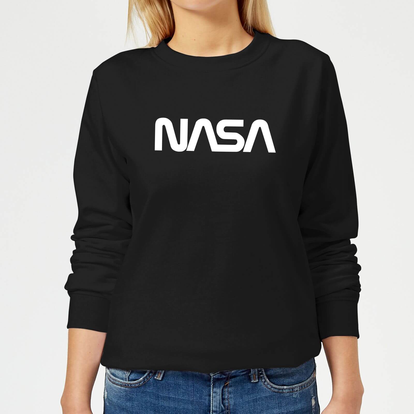NASA Worm White Logotype Women's Sweatshirt - Black - XS