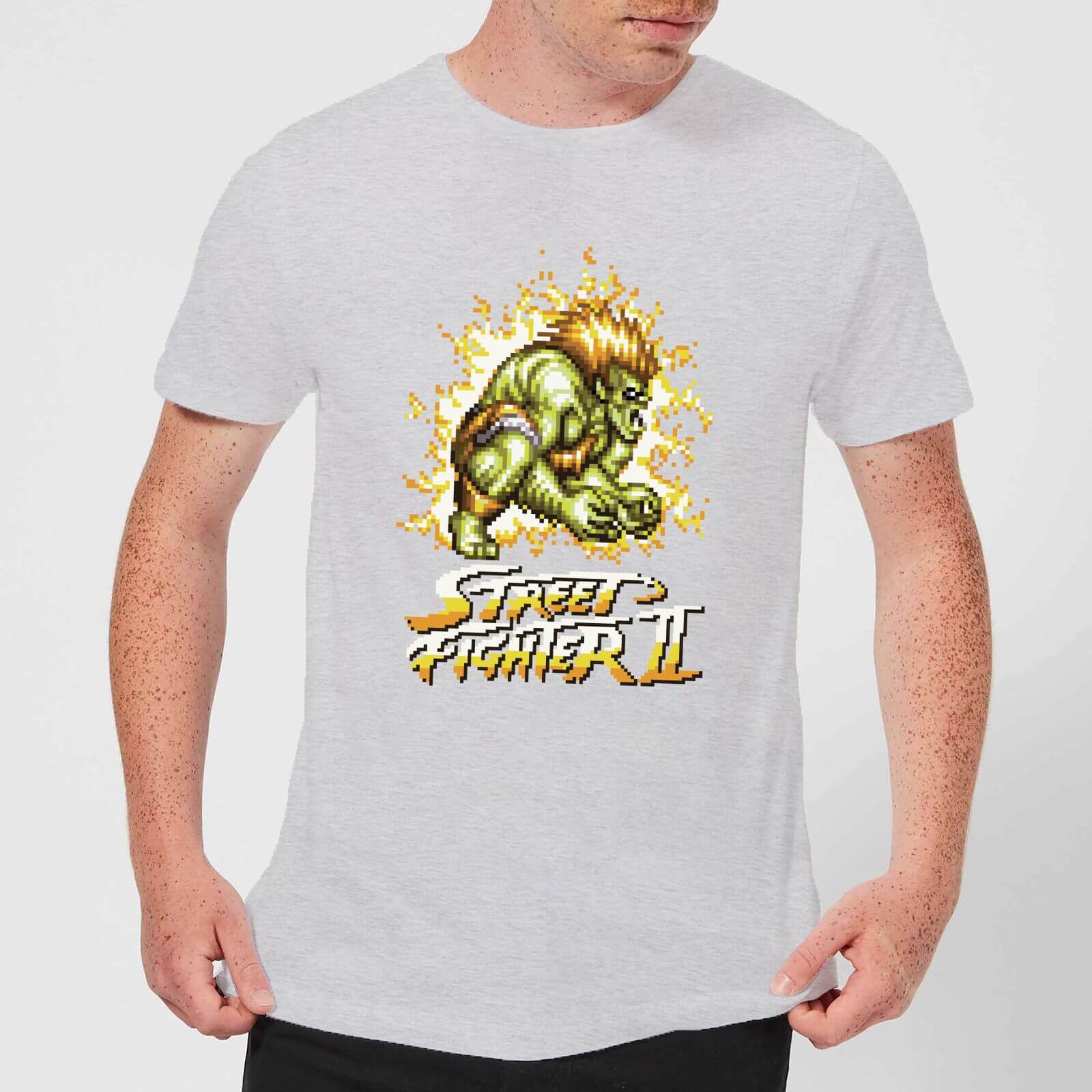 Image of Street Fighter Blanka 16-bit Mens T-Shirt - Grau - L