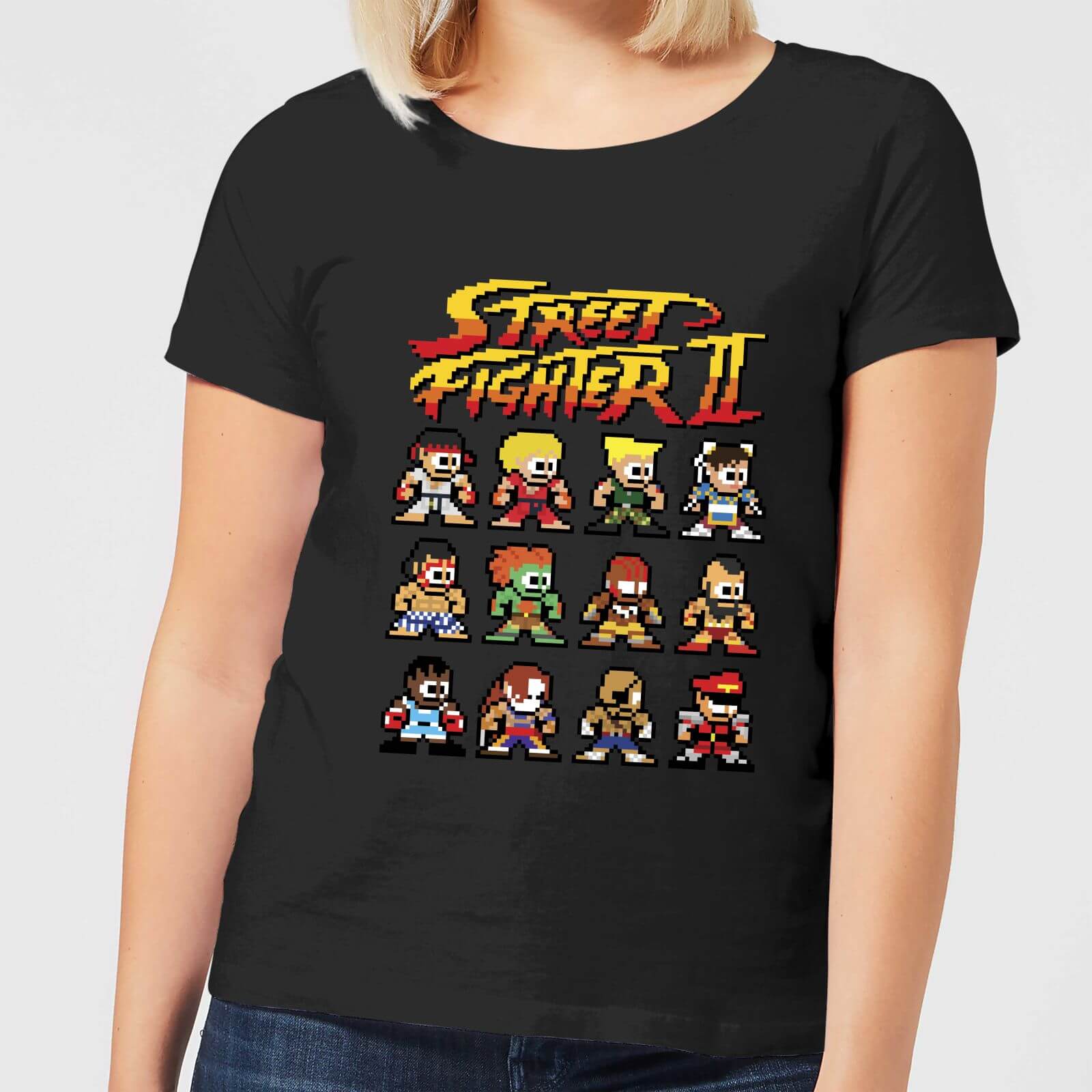 Street Fighter 2 Pixel Characters Women's T-Shirt - Black - 4XL