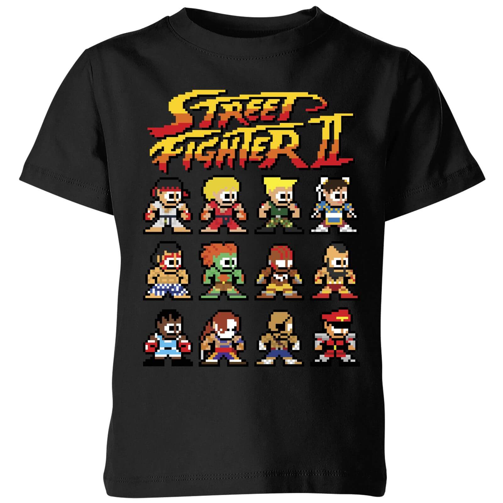 Street Fighter 2 Pixel Characters Kids' T-Shirt - Black - 5-6 Years