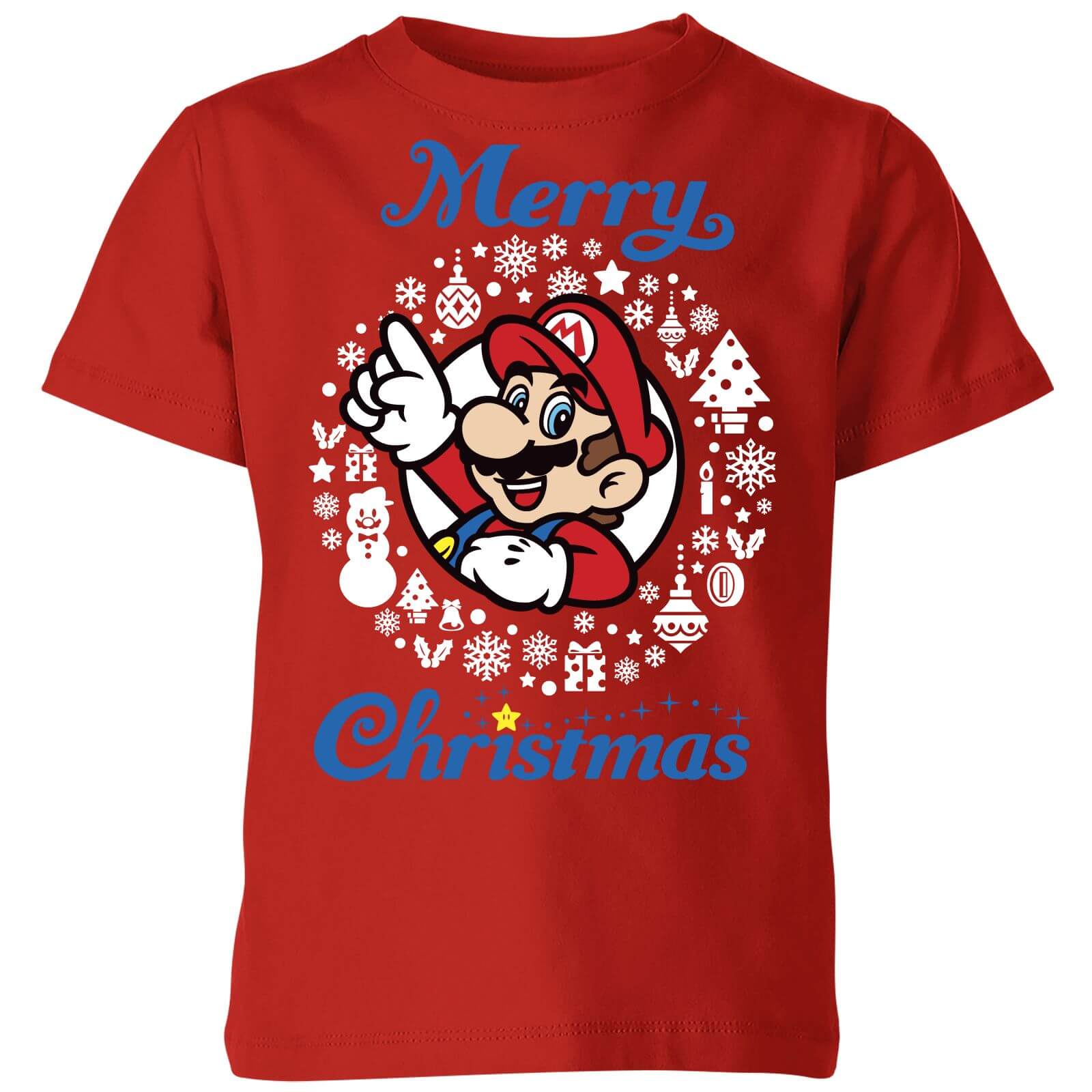 Nintendo Super Mario Merry Christmas Kids' T-Shirt - Red - 9-10 Years