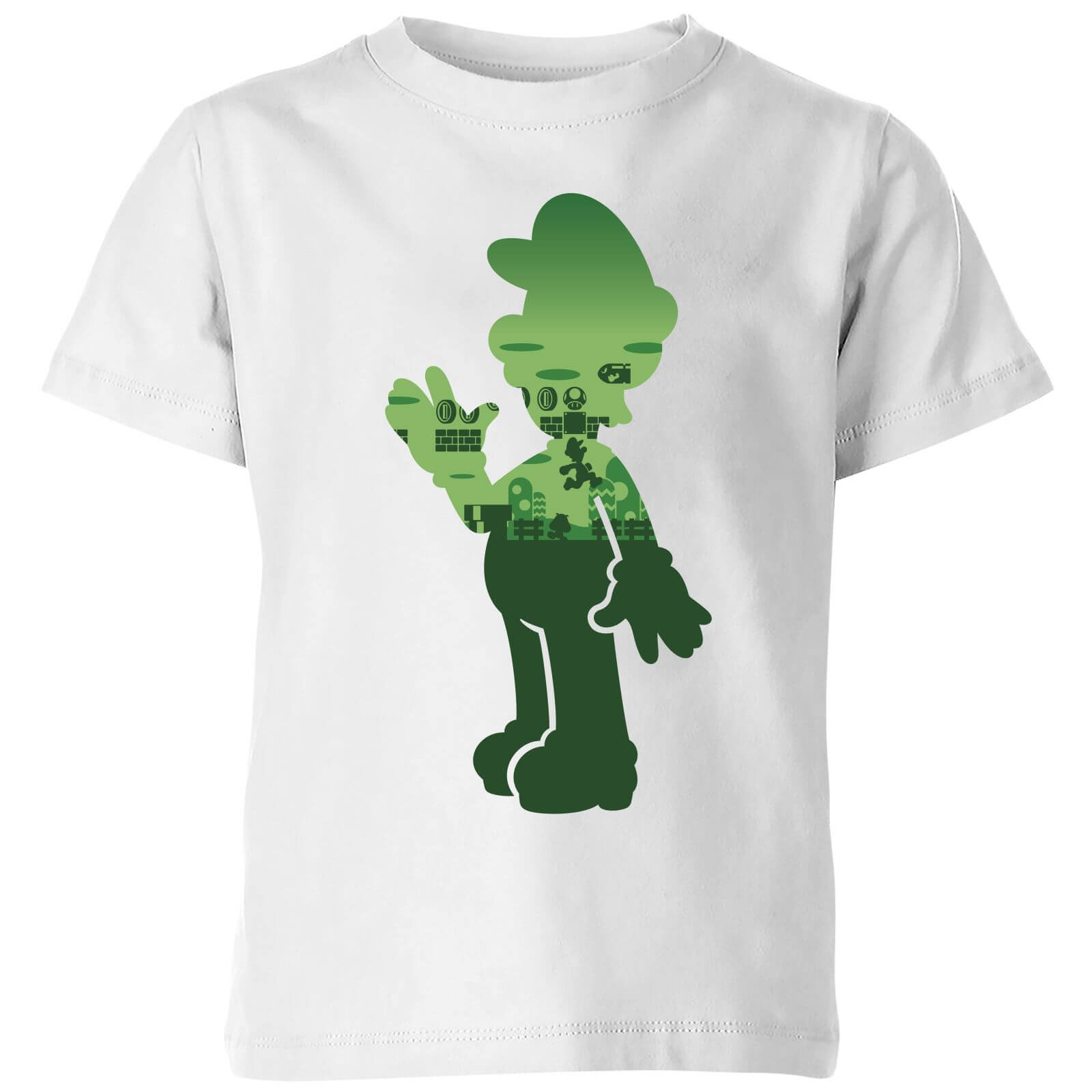 Nintendo Super Mario Luigi Silhouette Kids' T-Shirt - White - 11-12 Years
