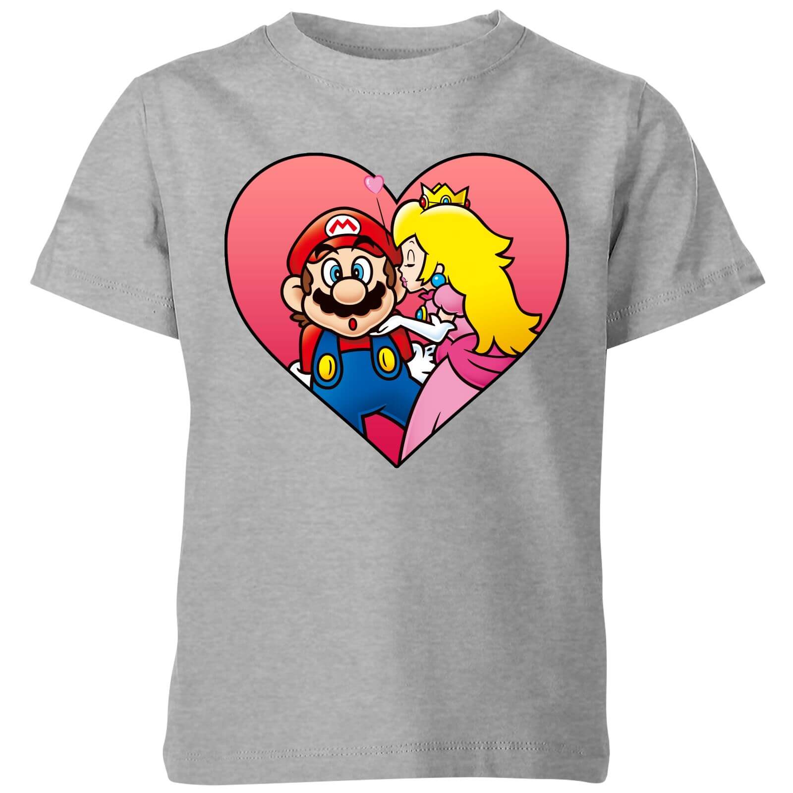 Nintendo Super Mario Peach Kiss Kids' T-Shirt - Grey - 7-8 Years