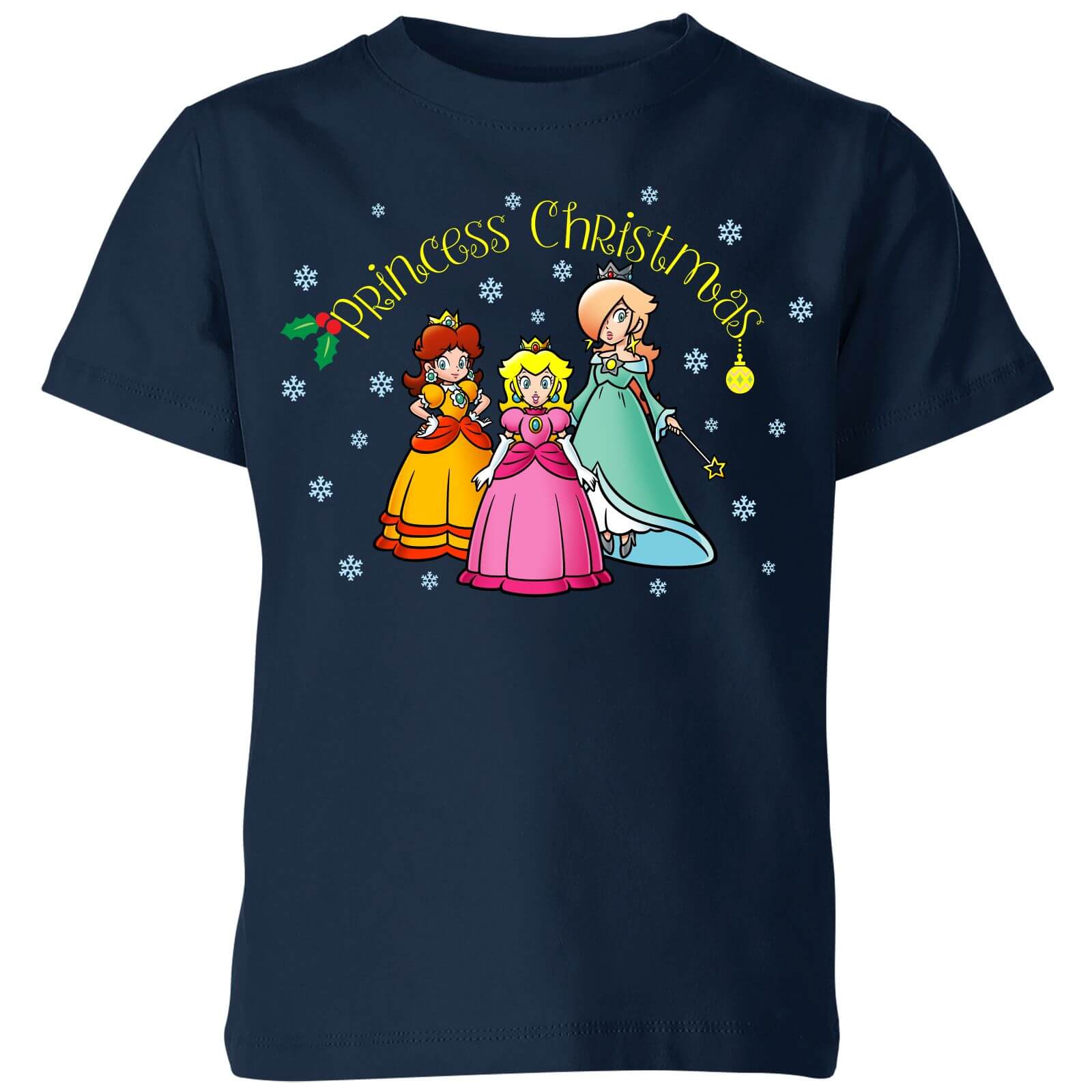 Nintendo Super Mario Princess Christmas Kids' T-Shirt - Navy - 11-12 Years