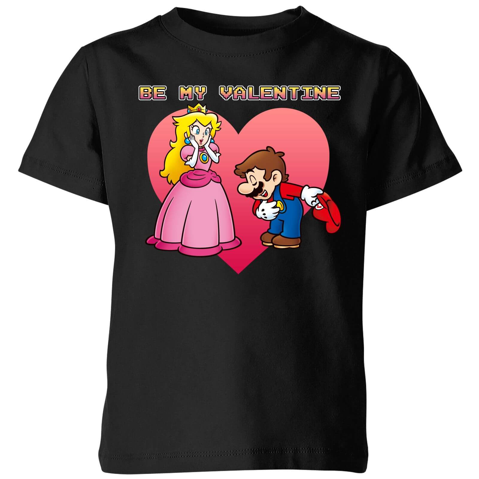 Nintendo Super Mario Be My Valentine Kids' T-Shirt - Black - 3-4 Years