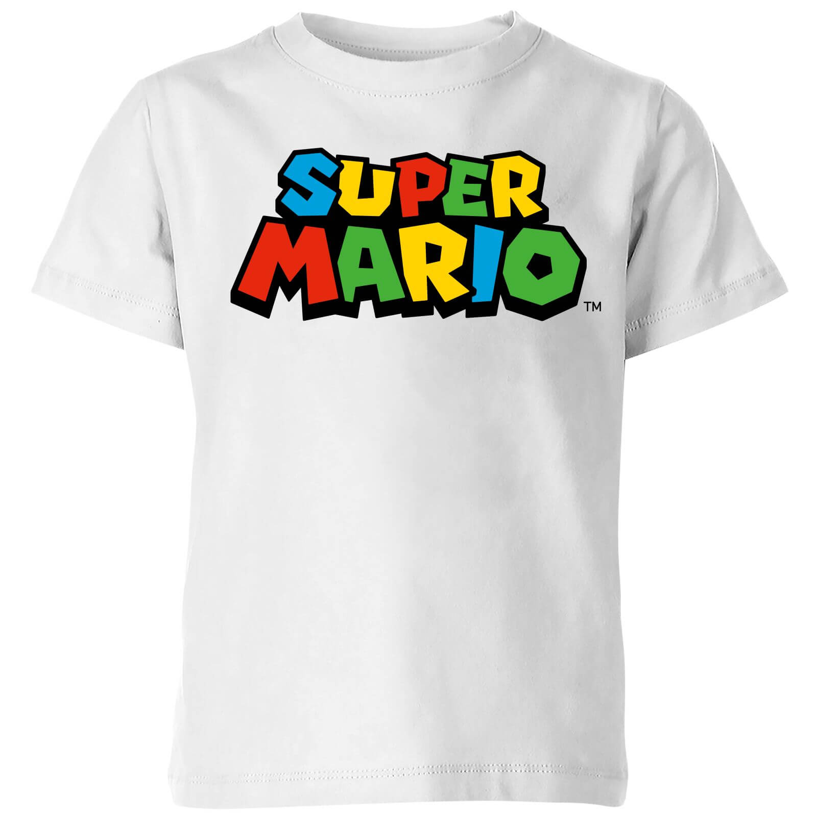 Nintendo Super Mario Colour Logo Kids' T-Shirt - White - 5-6 Years