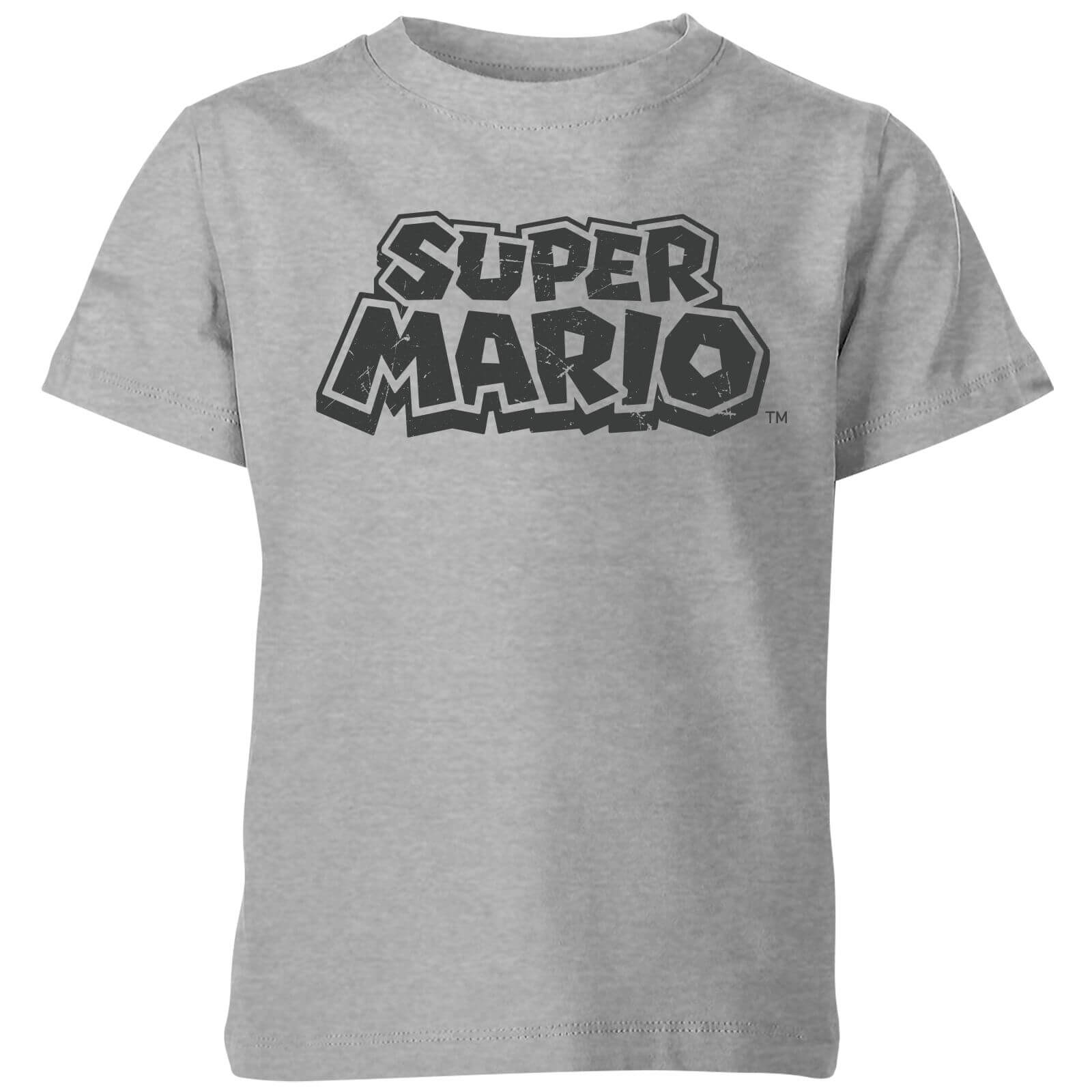 Nintendo Super Mario Distressed Logo Kids' T-Shirt - Grey - 3-4 Years