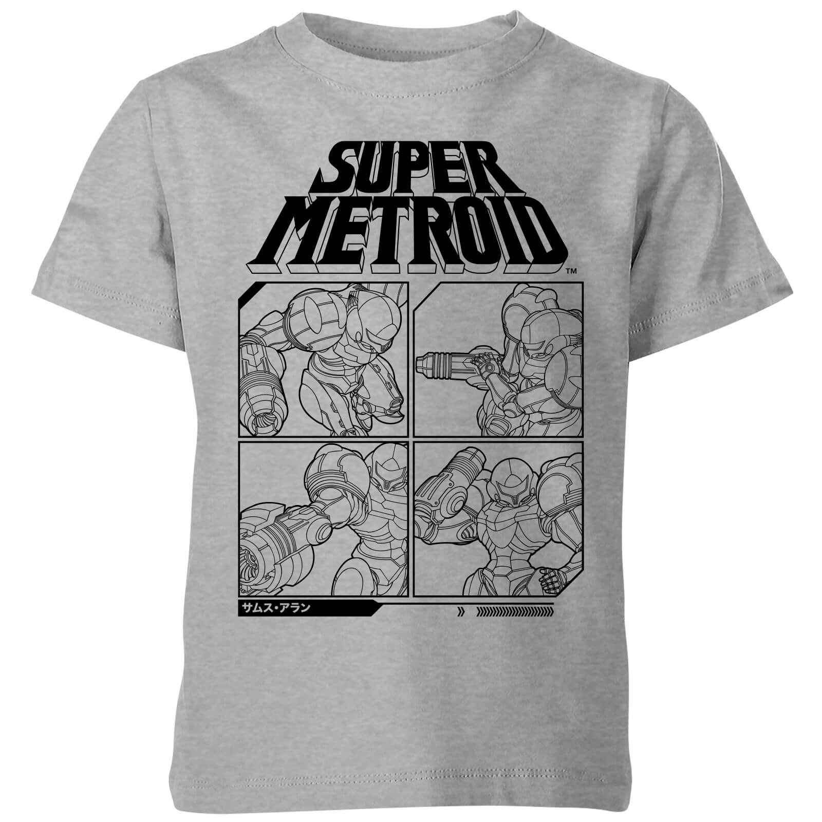 Nintendo Super Metroid Instructional Panel Kids' T-Shirt - Grey - 11-12 Years