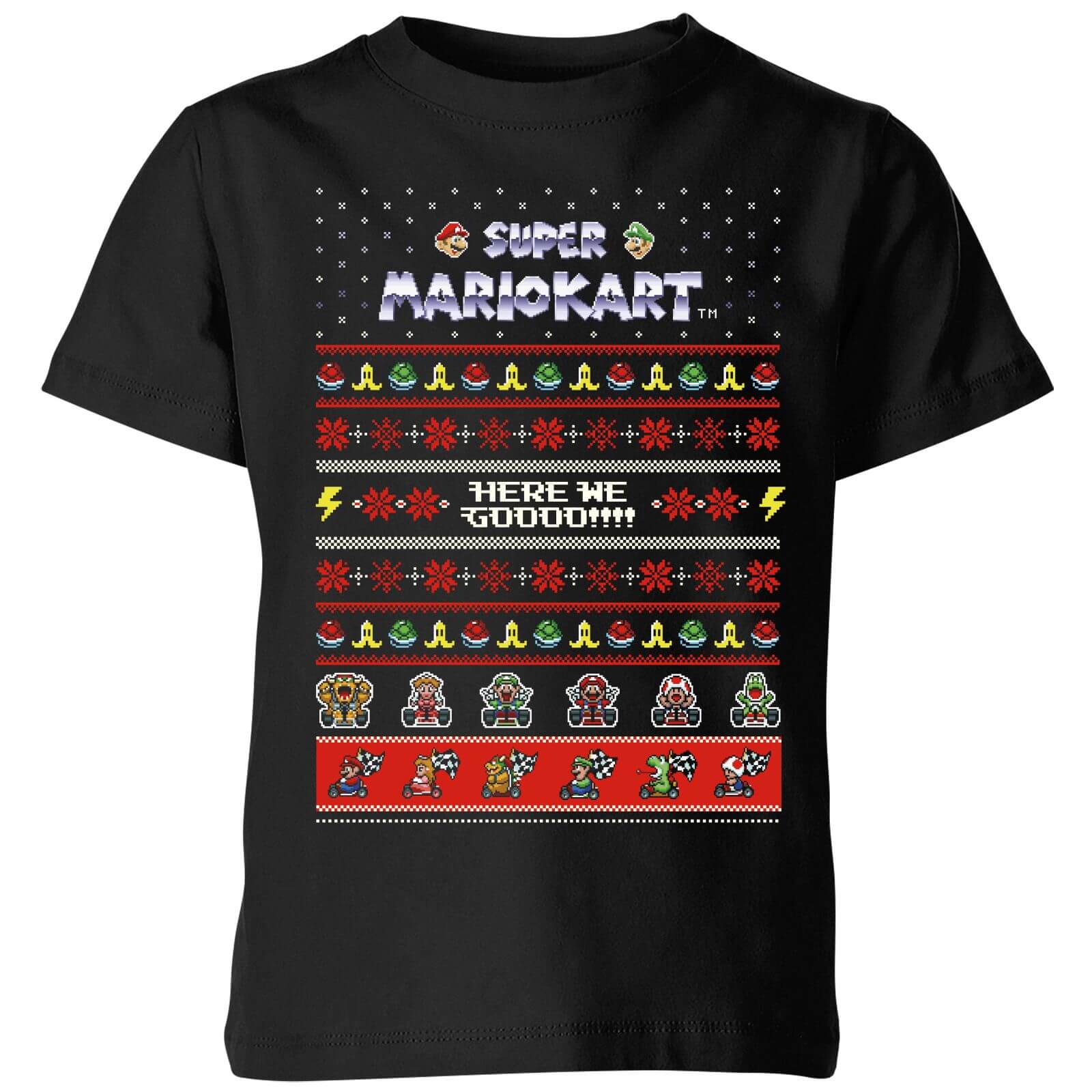 Nintendo Mario Kart Here We Go Kids' Christmas T-Shirt - Black - 11-12 Years