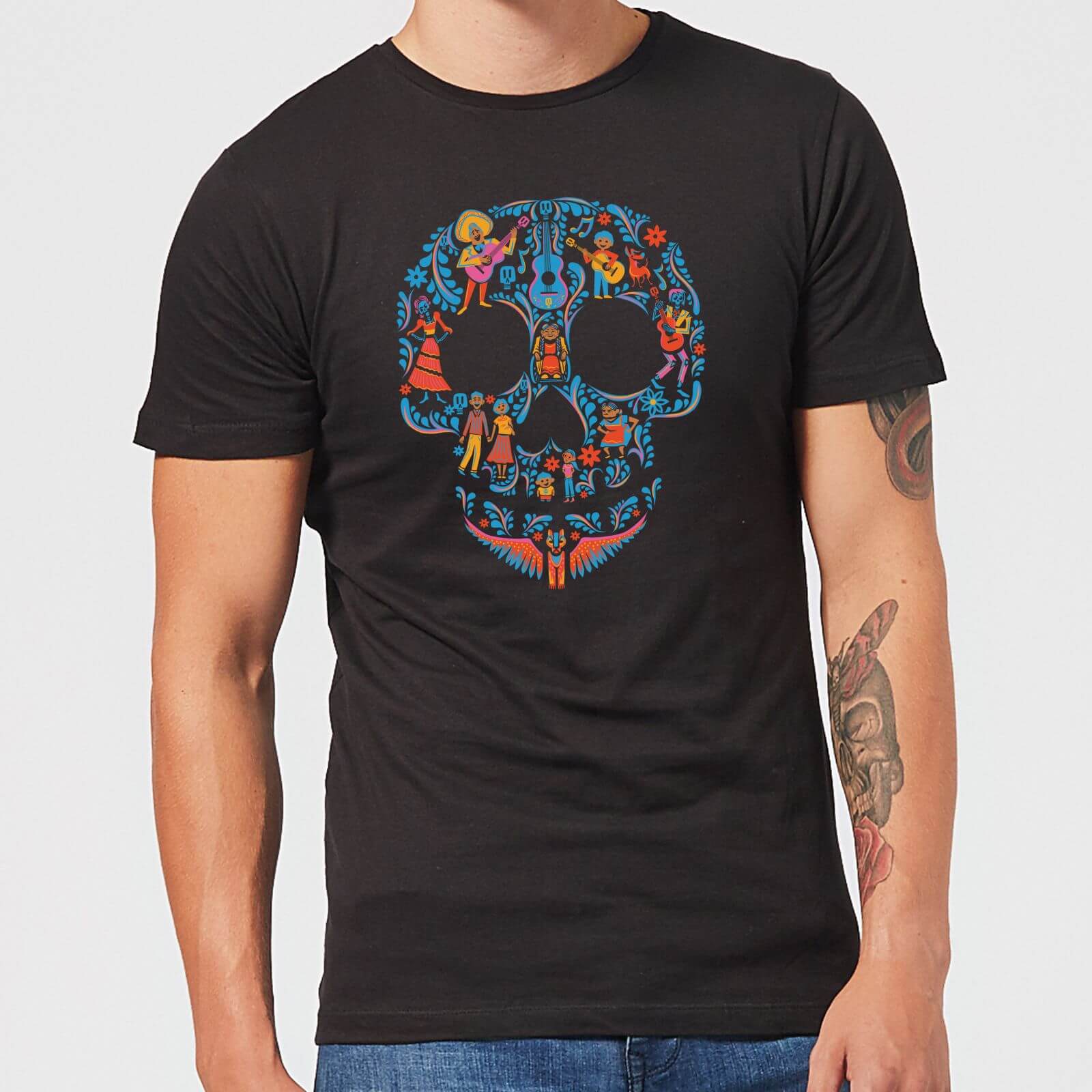 Coco Skull Pattern Men's T-Shirt - Black - XL - Black