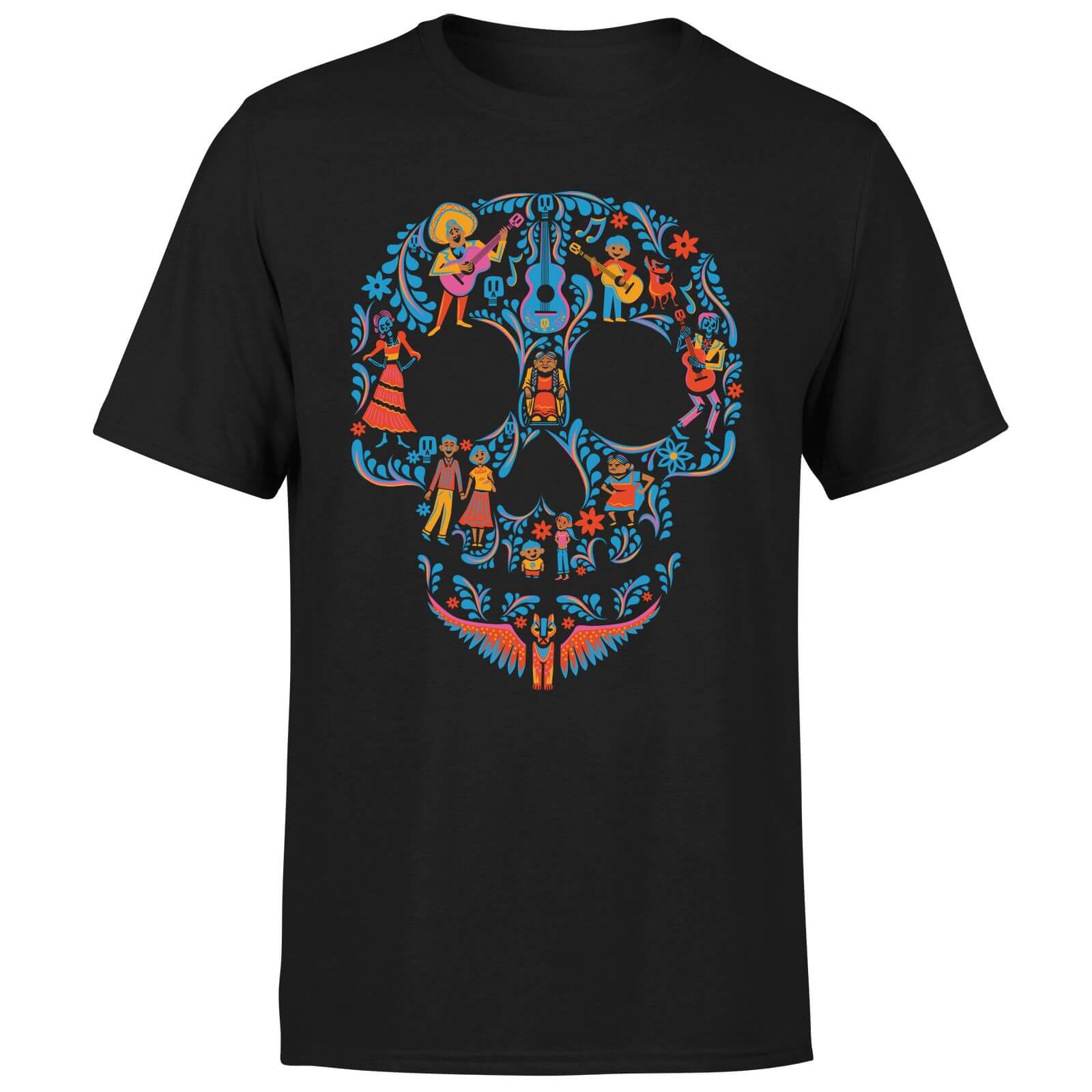 Coco Skull Pattern Men's T-Shirt - Black - M