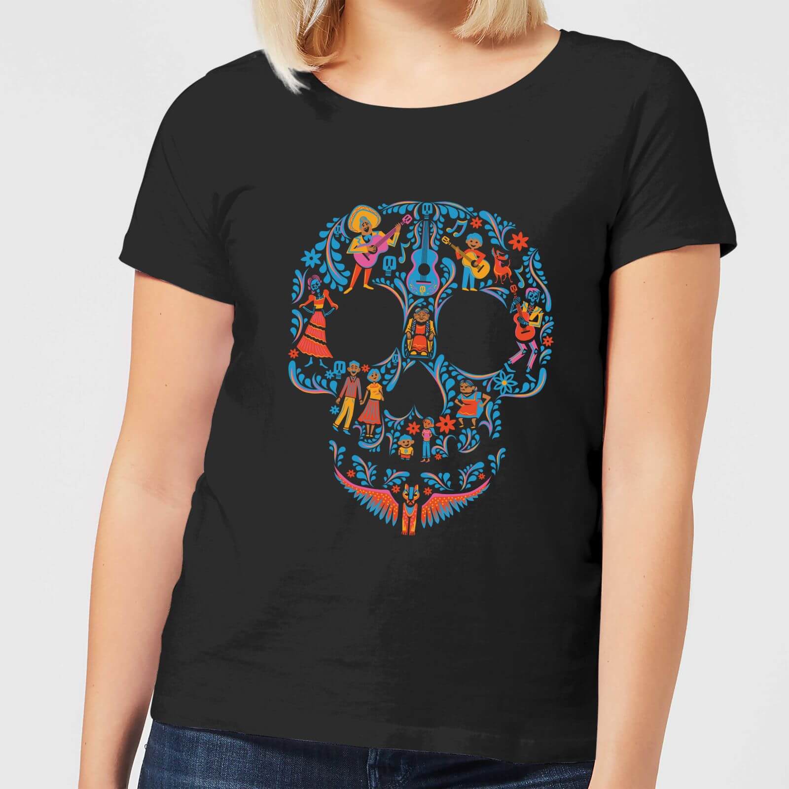

Coco Skull Pattern Women's T-Shirt - Black - XL