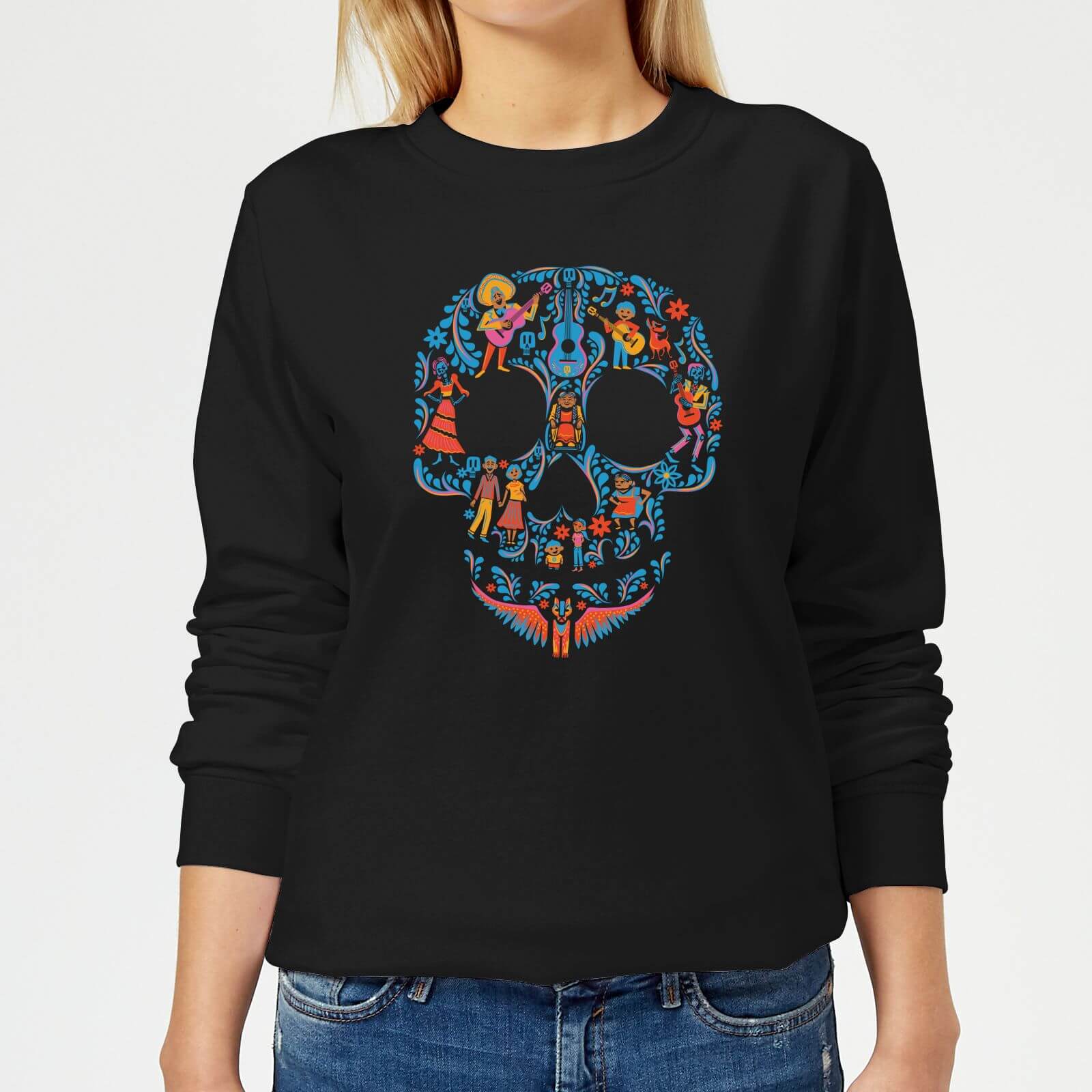 Coco Skull Pattern Women's Sweatshirt - Black - XS
