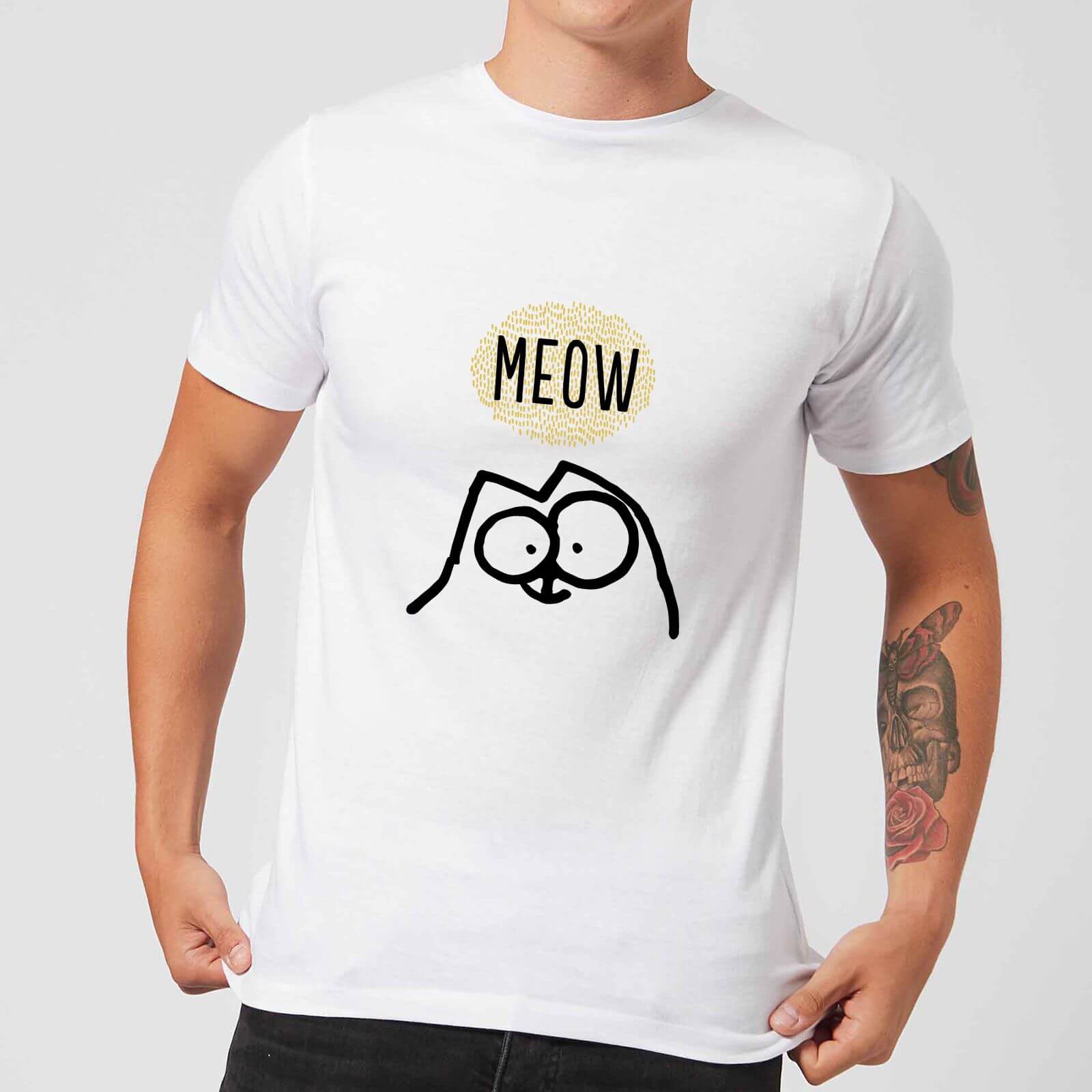 T-Shirt Homme Chat Miaou Meow Simon's Cat - Blanc - 3XL - Blanc