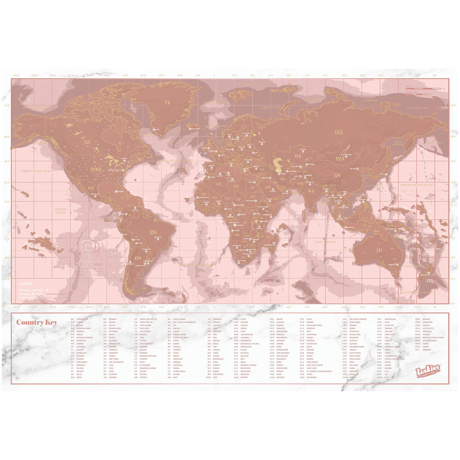 Travel Rose Gold Scratch Map