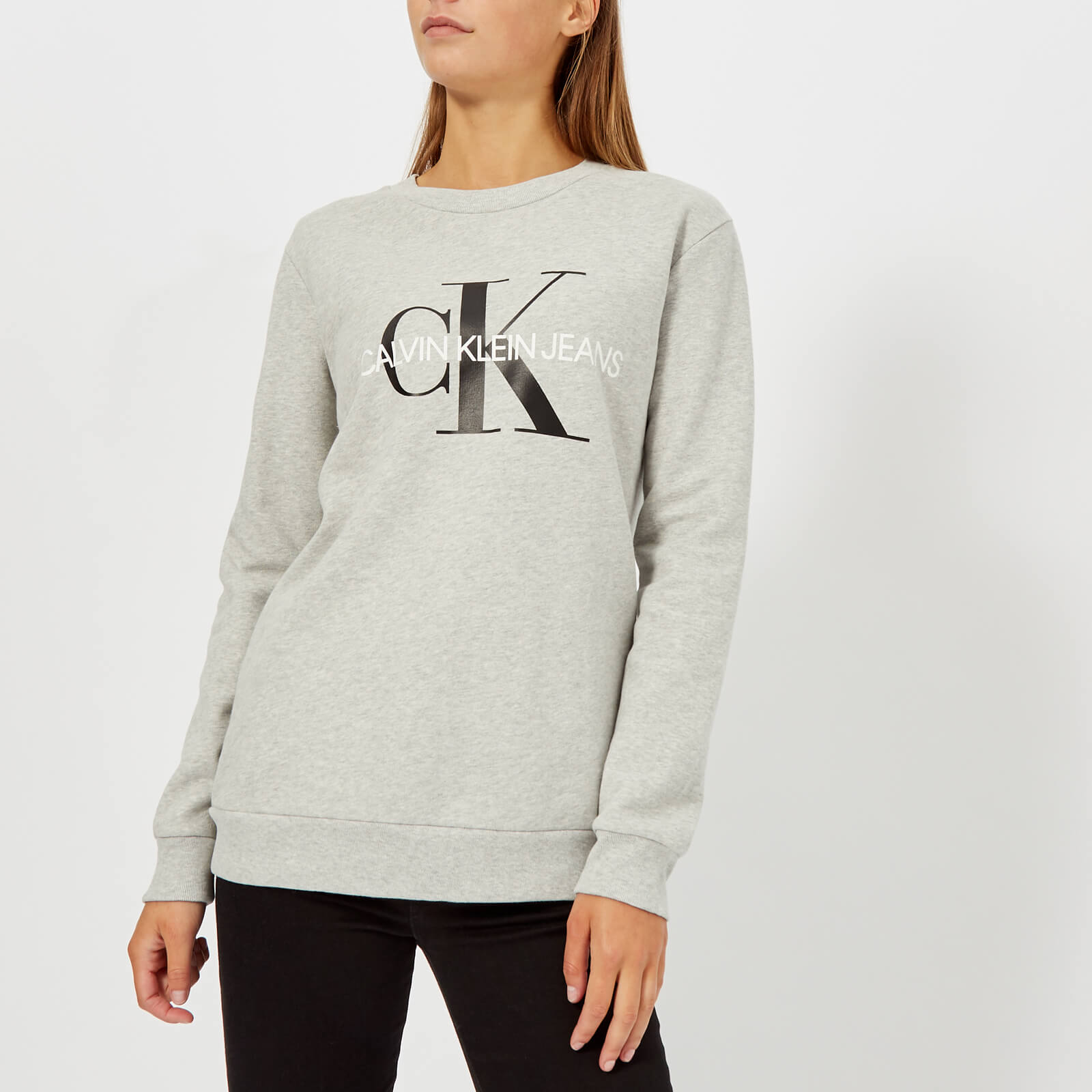 Calvin Klein Jeans Women's Core Monogram Logo Sweatshirt - Light Grey Marl - S