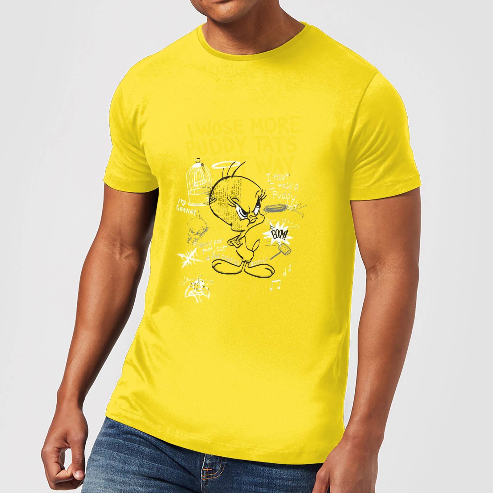 Looney Tunes Tweety Pie More Puddy Tats Men's T-Shirt - Yellow - M