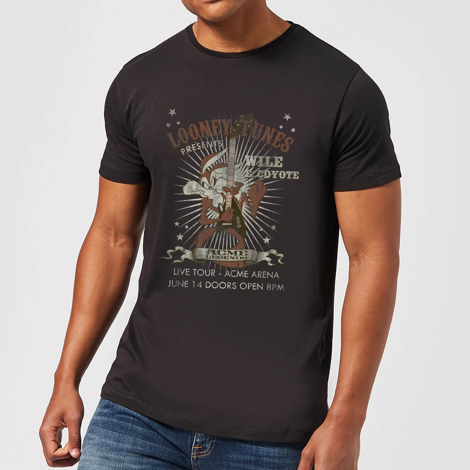 

Looney Tunes Wile E Coyote Guitar Arena Tour Men's T-Shirt - Black - XXL