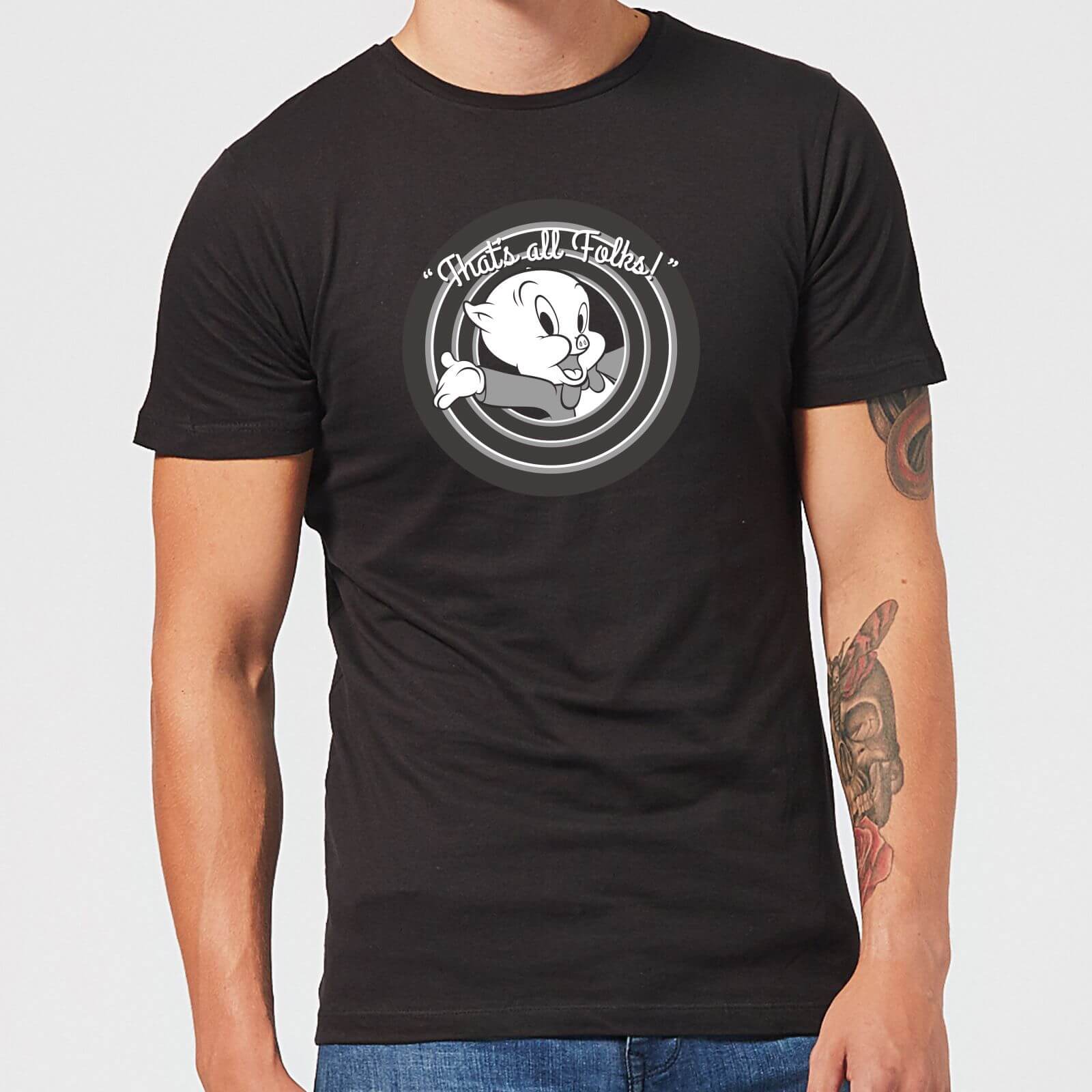 

Looney Tunes That's All Folks Porky Pig Men's T-Shirt - Black - XXL