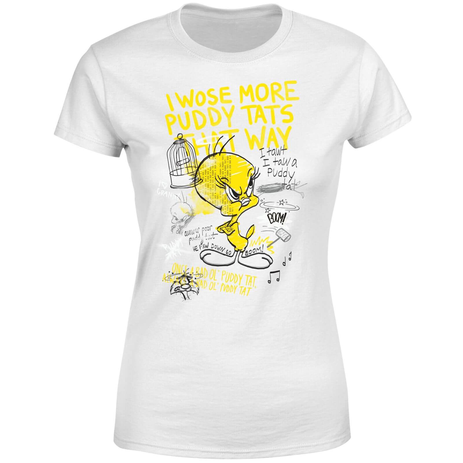 Looney Tunes Tweety Pie More Puddy Tats Women's T-Shirt - White - 3XL - White