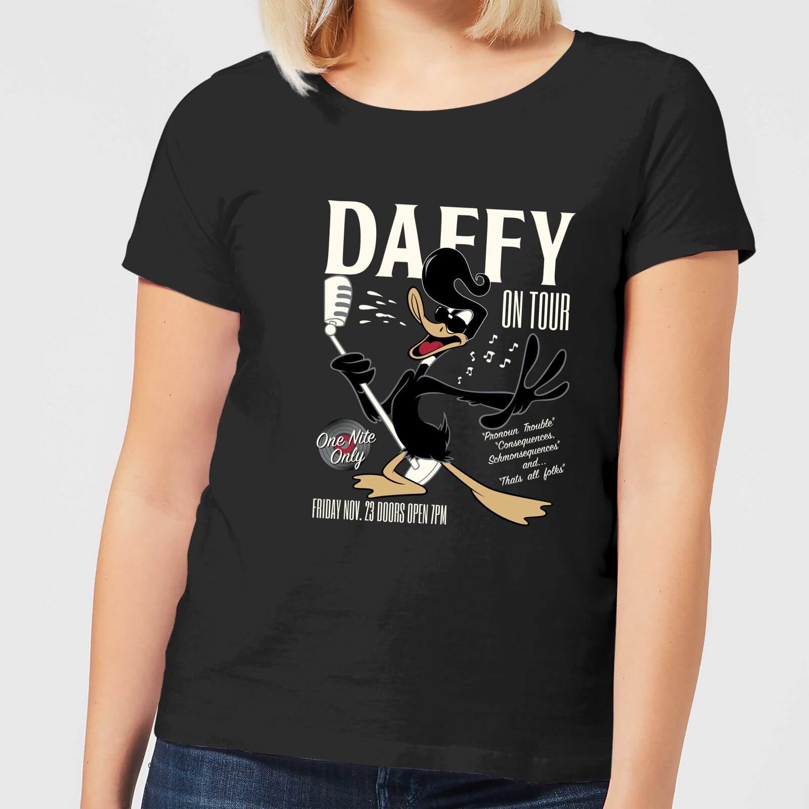 Looney Tunes Daffy Concert Women's T-Shirt - Black - 4XL - Black