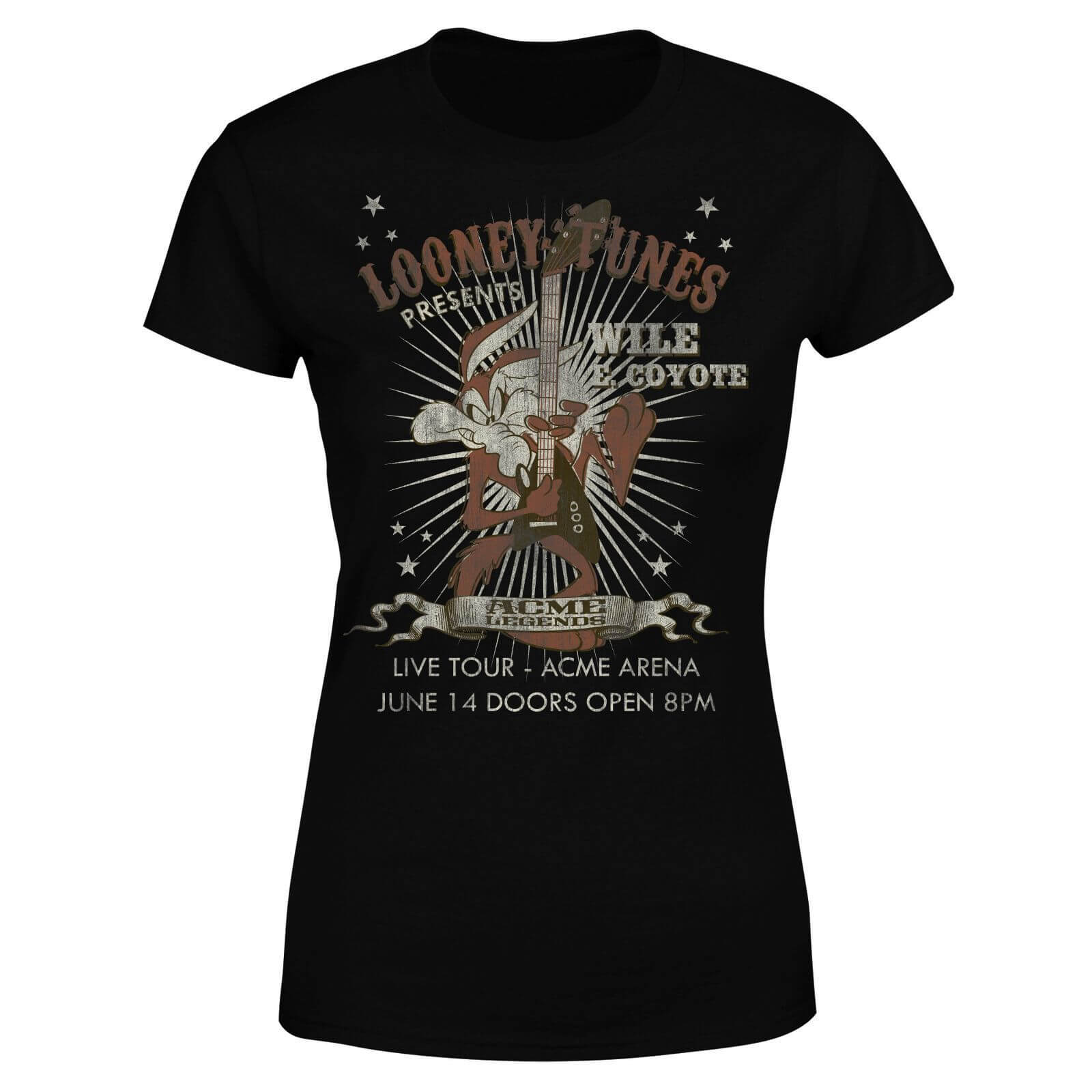 Looney Tunes Wile E Coyote Guitar Arena Tour Women's T-Shirt - Black - 4XL - Black