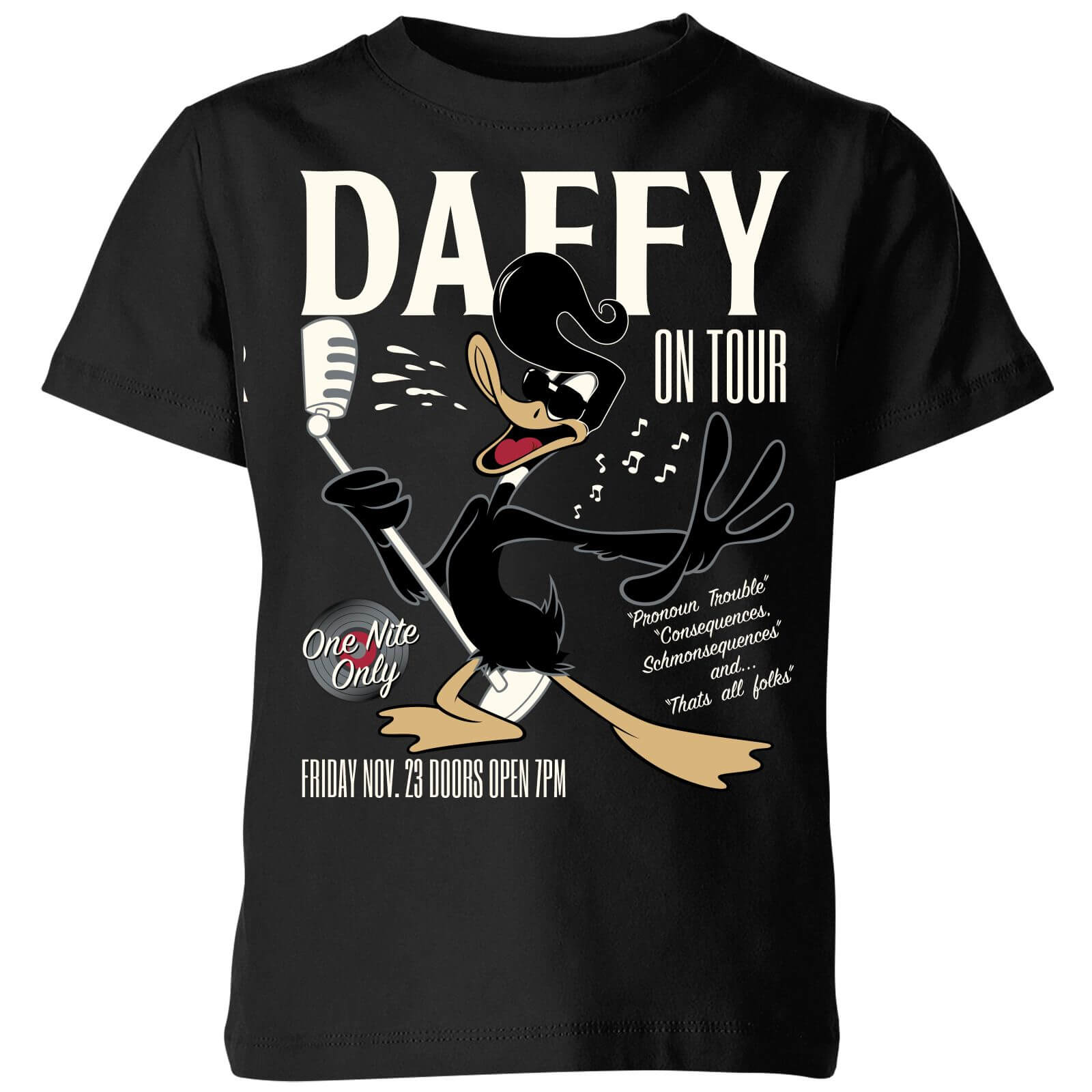 

Looney Tunes Daffy Concert Kids' T-Shirt - Black - 3-4 Anni - Nero