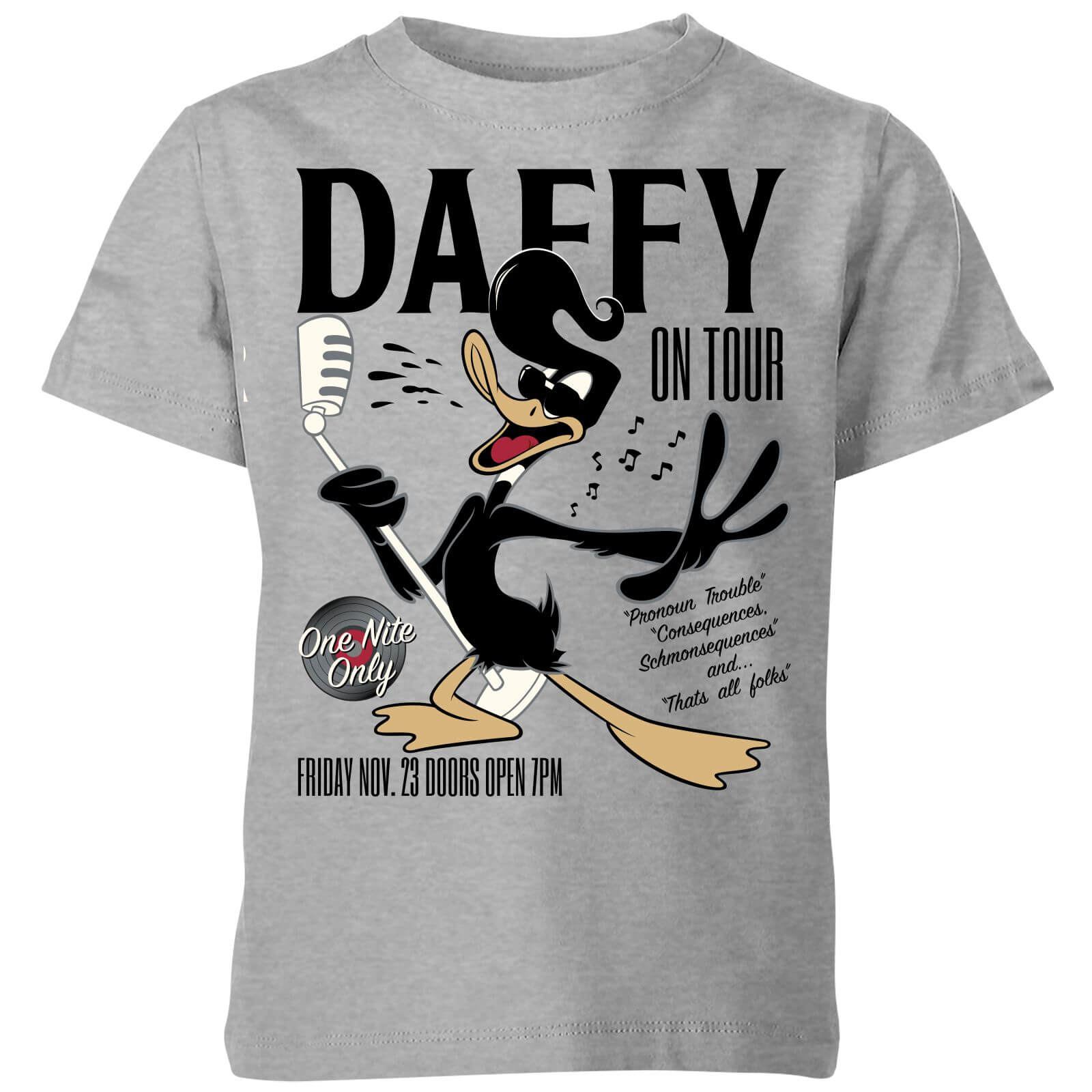 

Looney Tunes Daffy Concert Kids' T-Shirt - Grey - 3-4 Anni - Grigio