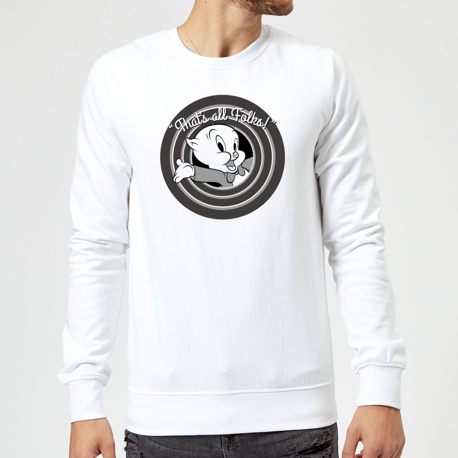 

Looney Tunes That's All Folks Porky Pig Sweatshirt - White - XXL - Bianco