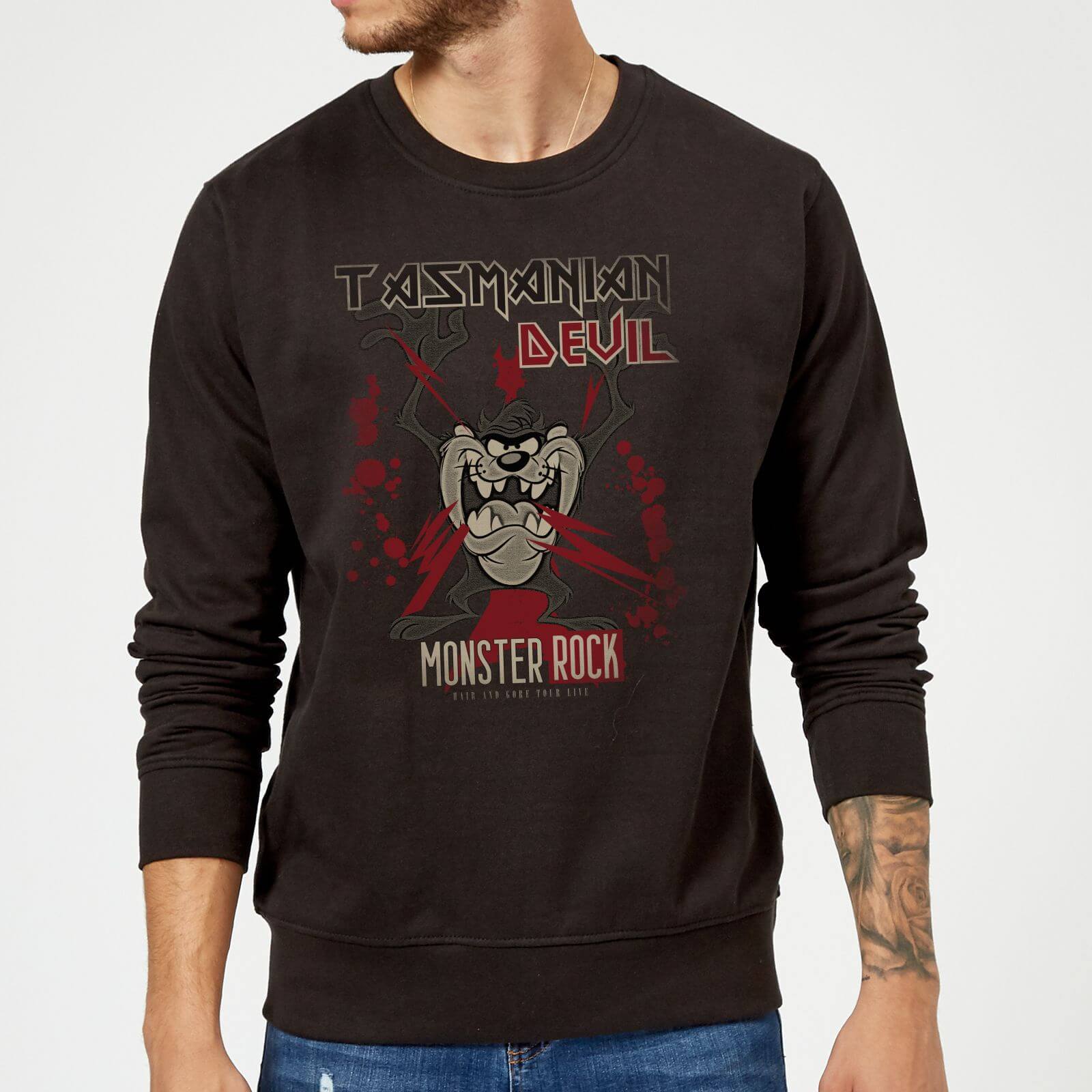 Looney Tunes Tasmanian Devil Monster Rock Sweatshirt - Black - S