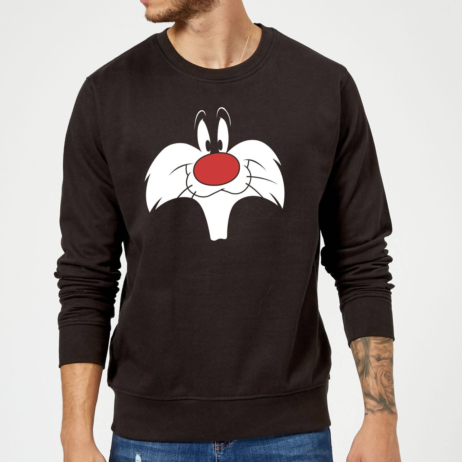 Looney Tunes Sylvester Big Face Sweatshirt - Black - XXL