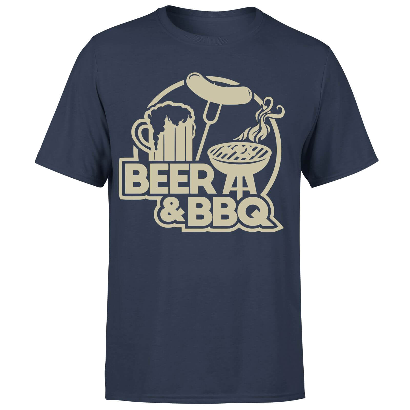 Beer & BBQ Men's T-Shirt - Navy - L