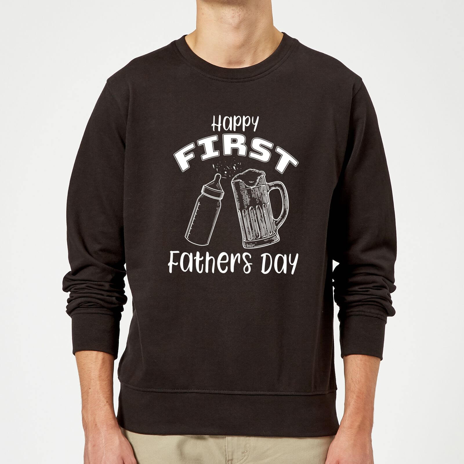 Happy First Fathers Day Sweatshirt - Black - 5XL - Black