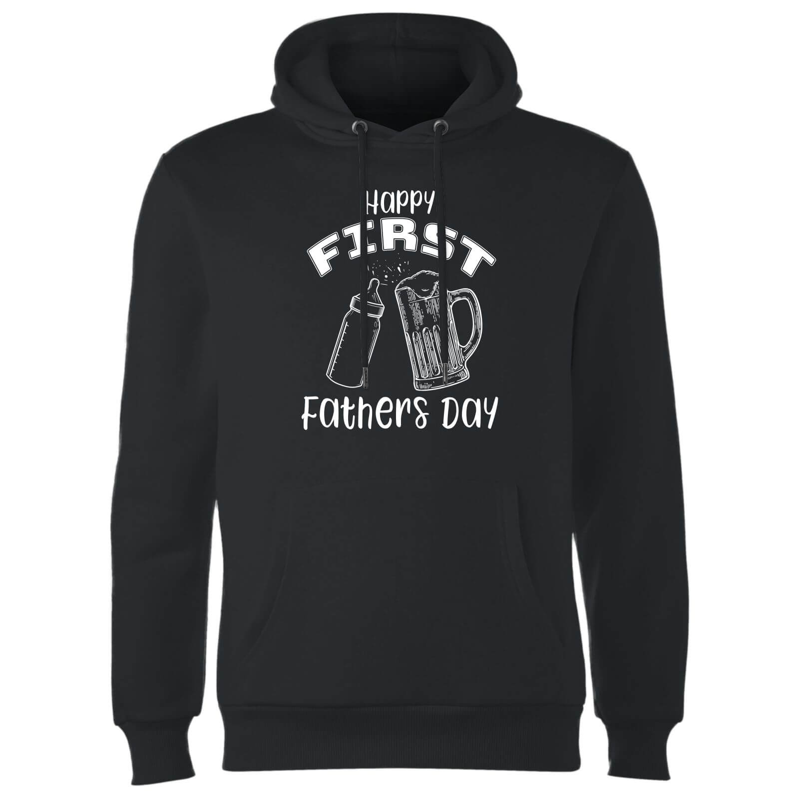 Happy First Fathers Day Hoodie - Black - L - Black