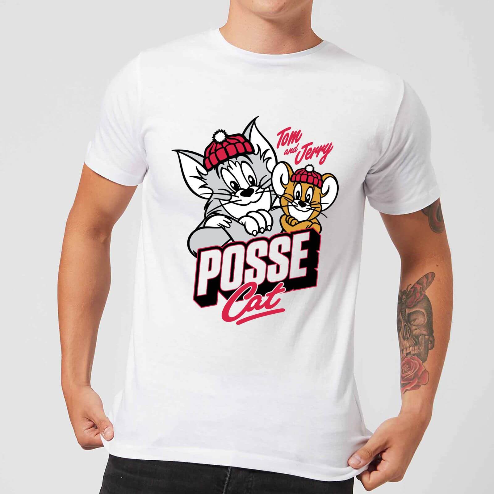 Tom & Jerry Posse Cat Men's T-Shirt - White - 3XL