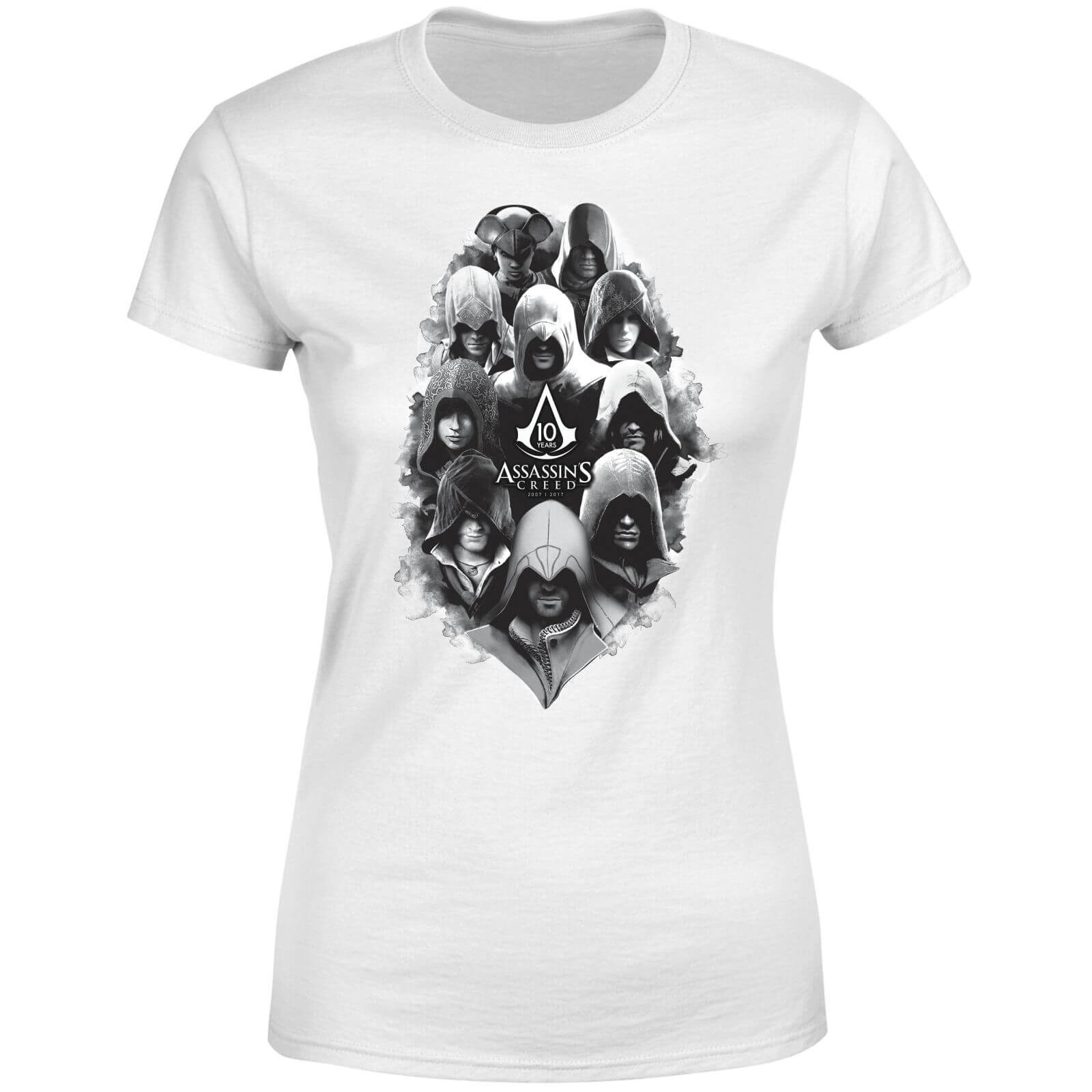 Assassin's Creed Greyscale Hooded Faces Women's T-Shirt - White - XXL - White