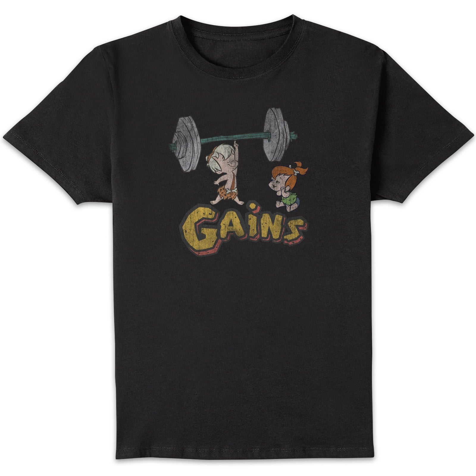 The Flintstones Distressed Bam Bam Gains Men's T-Shirt - Black - S