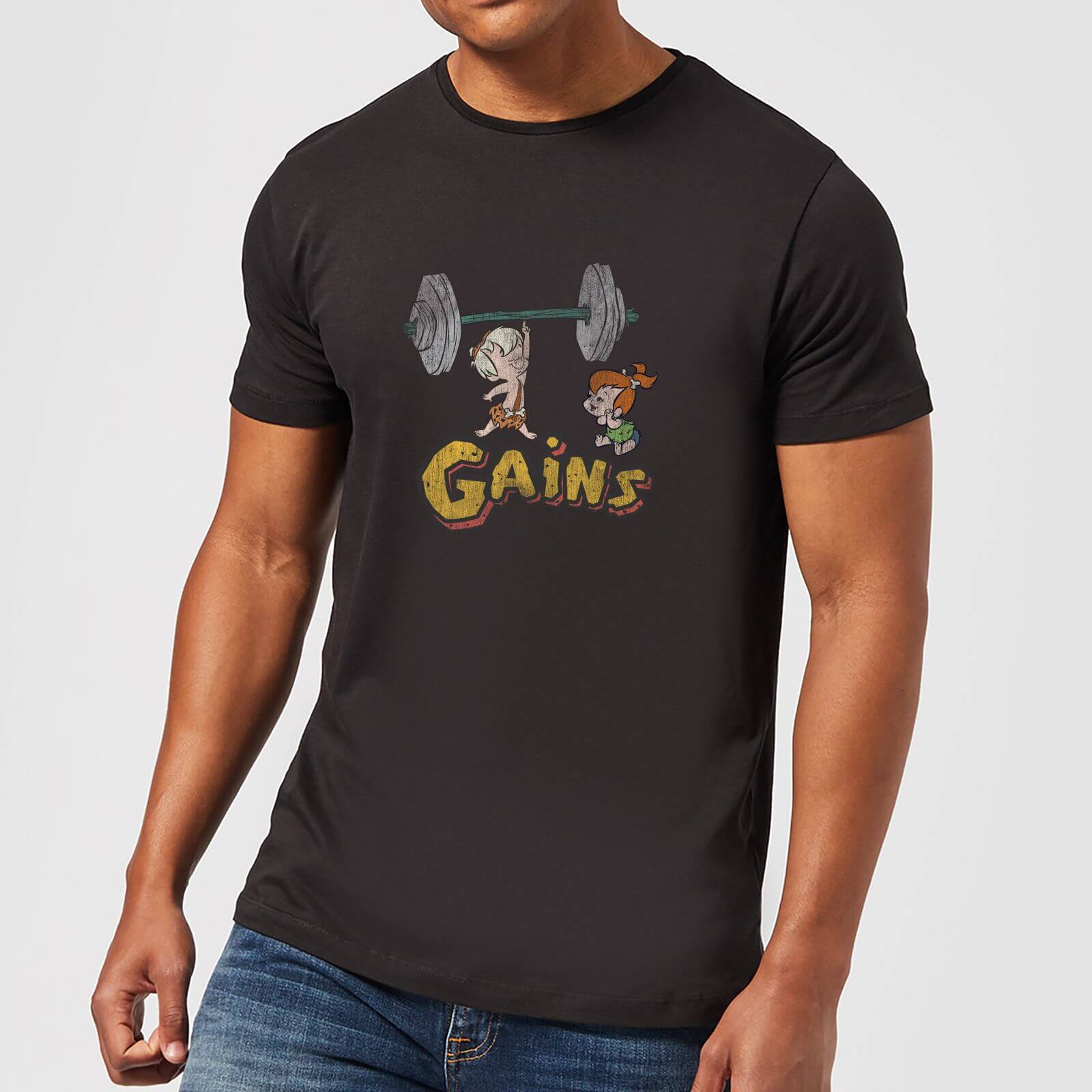 The Flintstones Distressed Bam Bam Gains Men's T-Shirt - Black - 3XL - Black