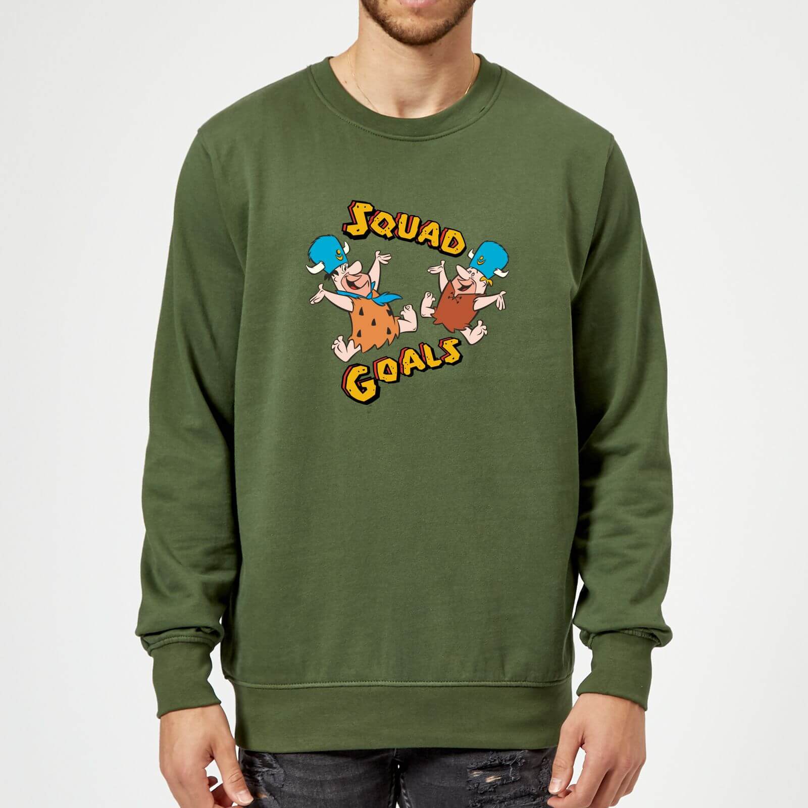 The Flintstones Squad Goals Sweatshirt - Forest Green - XL - Forest Green