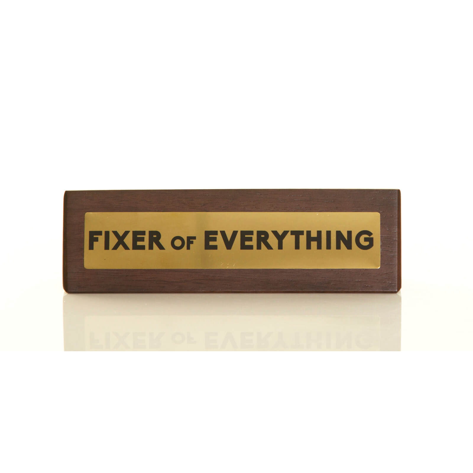 Click to view product details and reviews for Fixer Of Everything Wooden Desk Sign Dark Oak Gold.