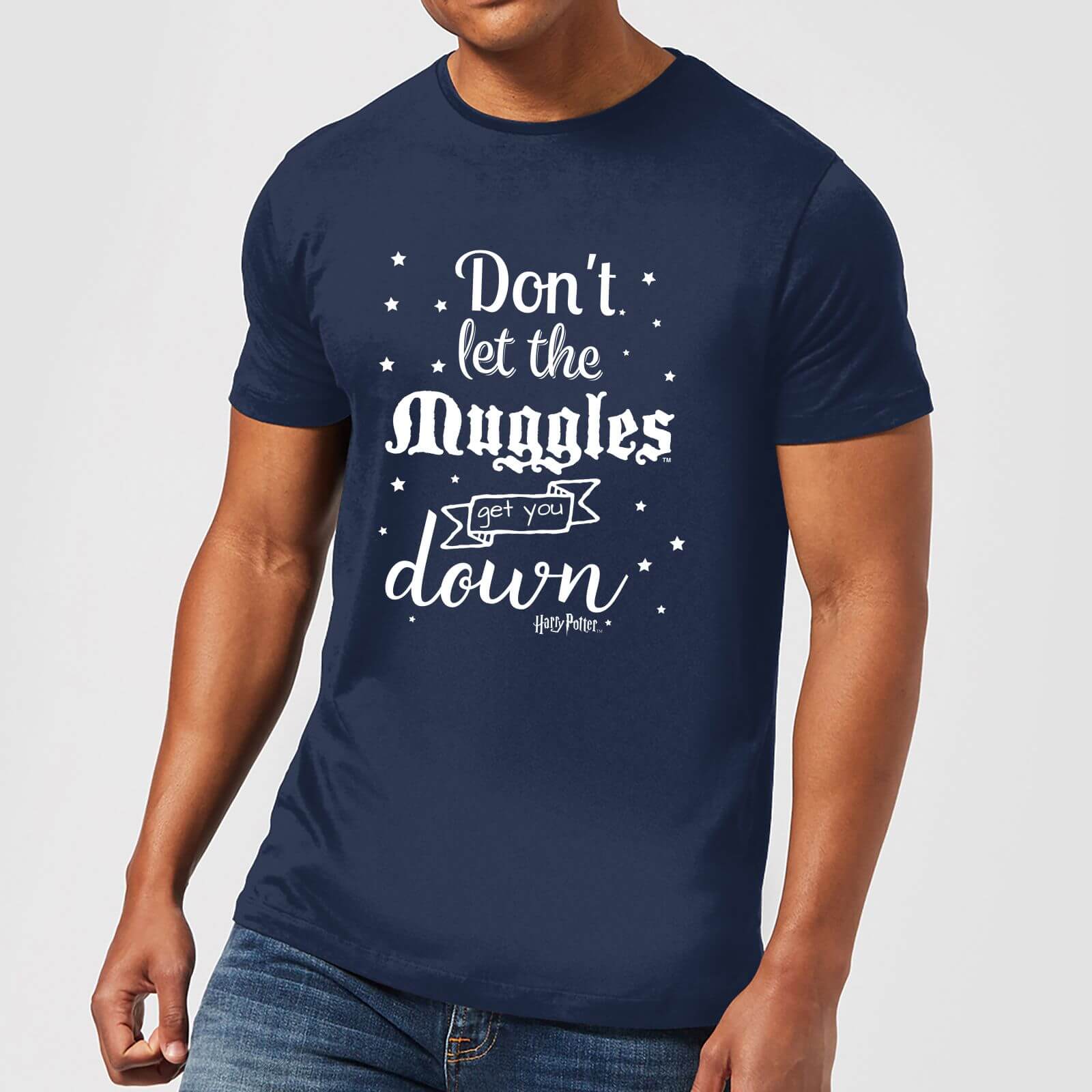 t-shirt harry potter don't let the muggles get you down - navy - uomo - s