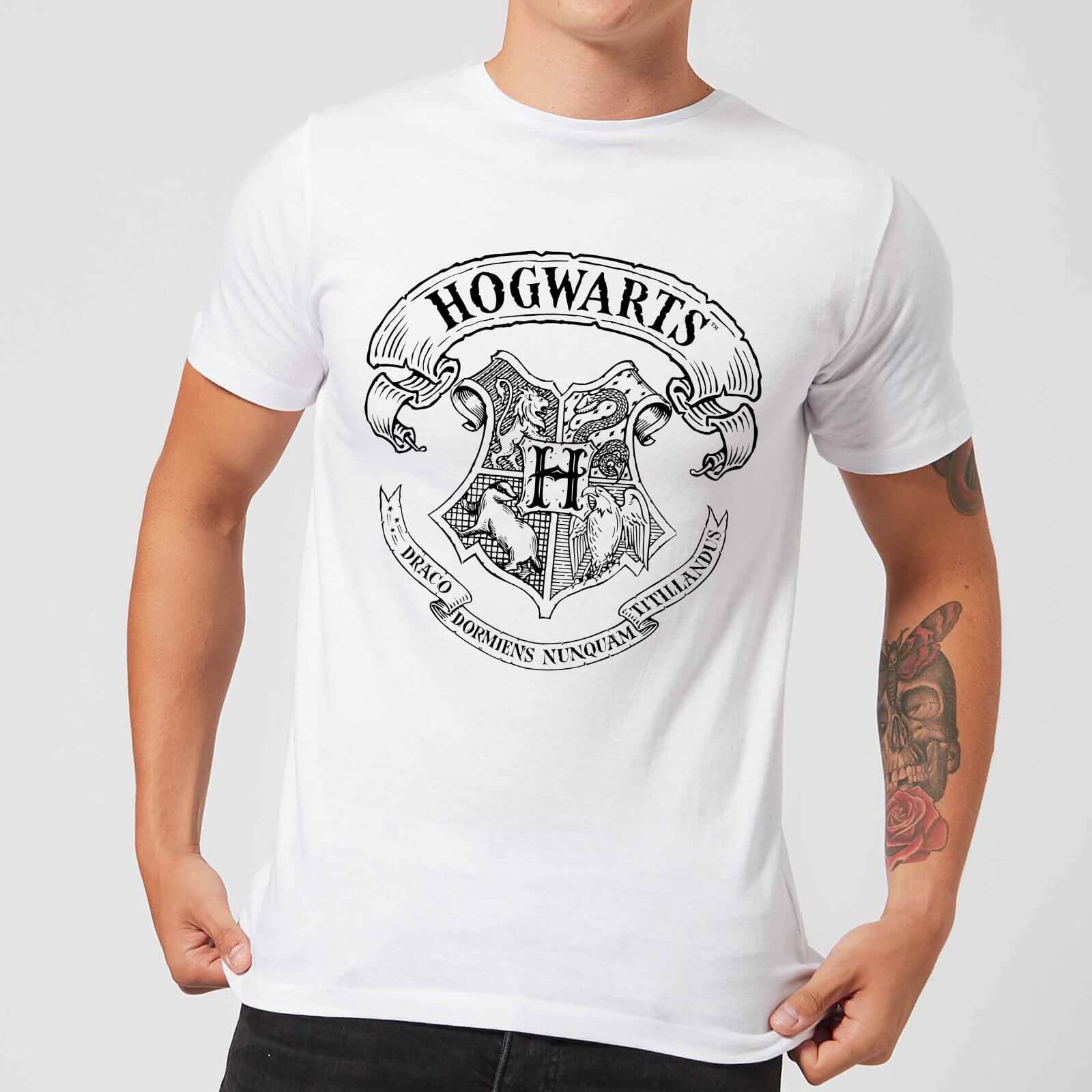 t-shirt harry potter hogwarts crest - bianco - uomo - xxl