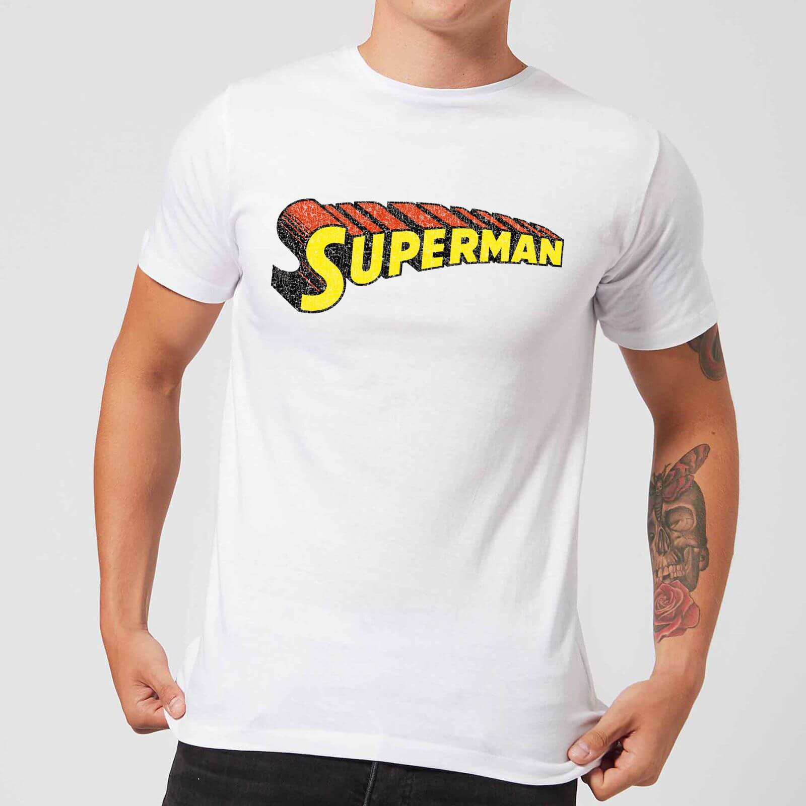 DC Superman Telescopic Crackle Logo Men's T-Shirt - White - S