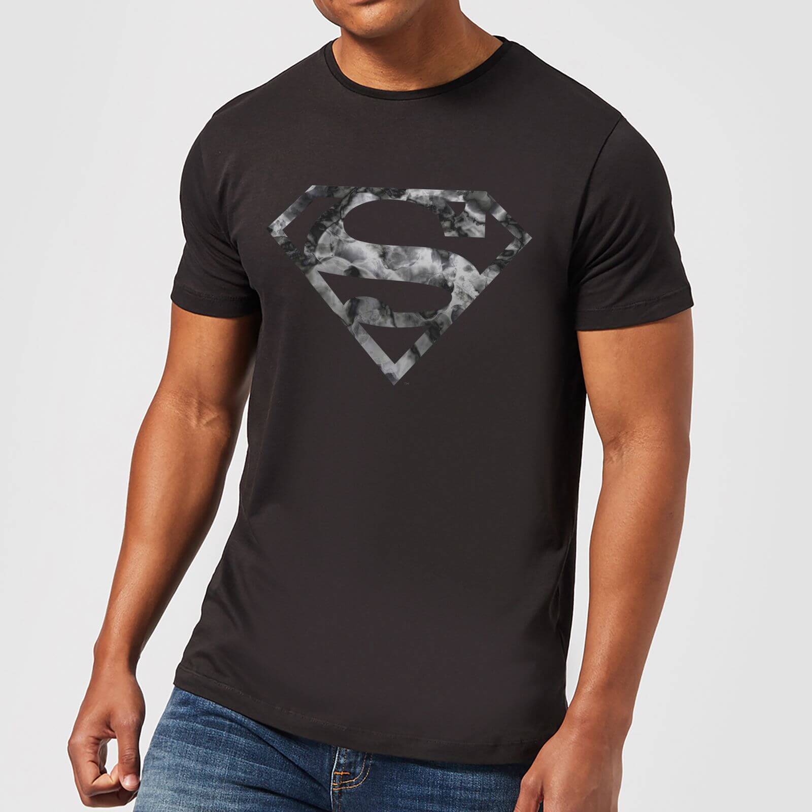 Image of DC Originals Marble Superman Logo Men's T-Shirt - Black - XL