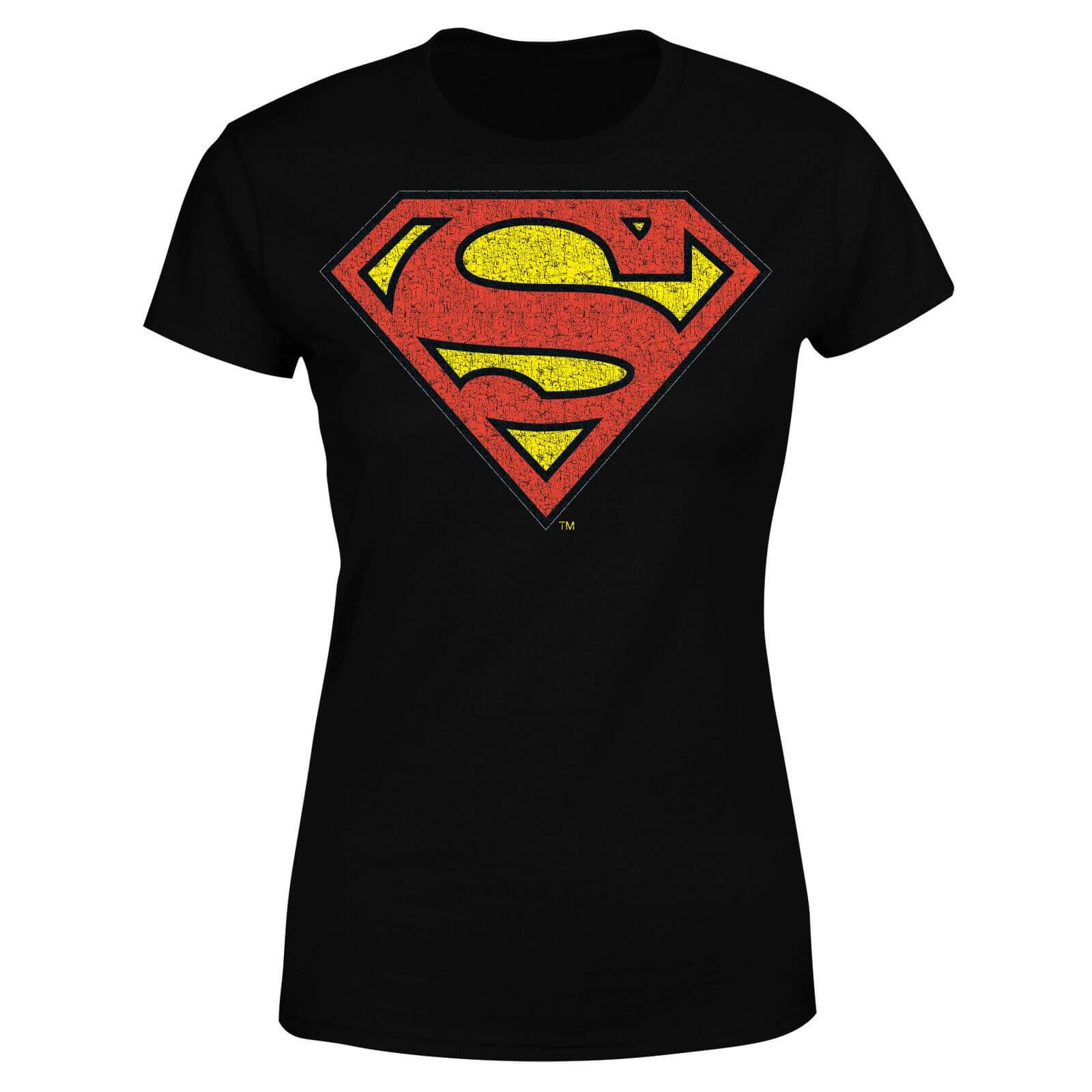 Originals Official Superman Crackle Logo Damen T-Shirt - Schwarz - XL - Schwarz